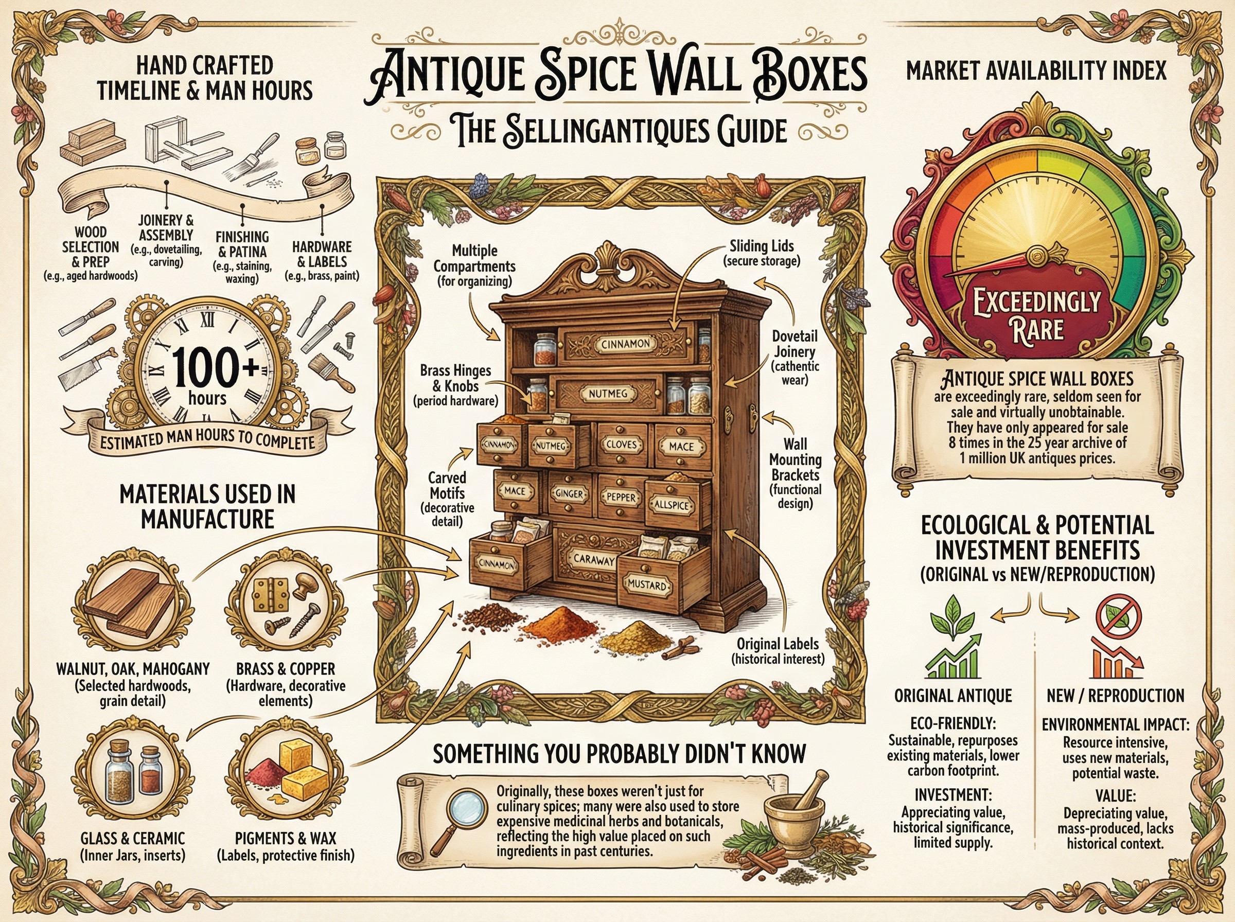 Antique Spice Wall Boxes Guide Infographic