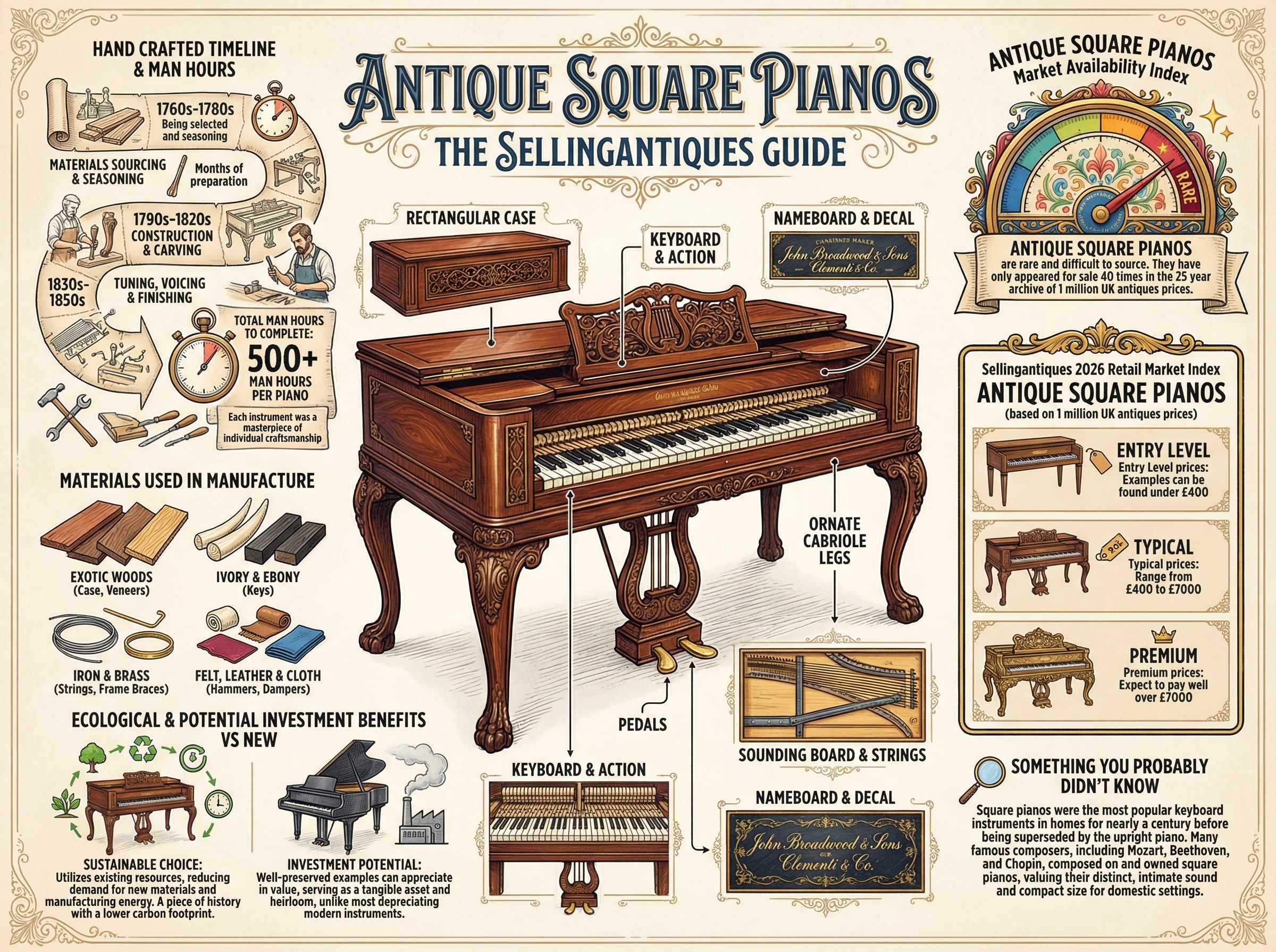 Antique Square Pianos Guide Infographic