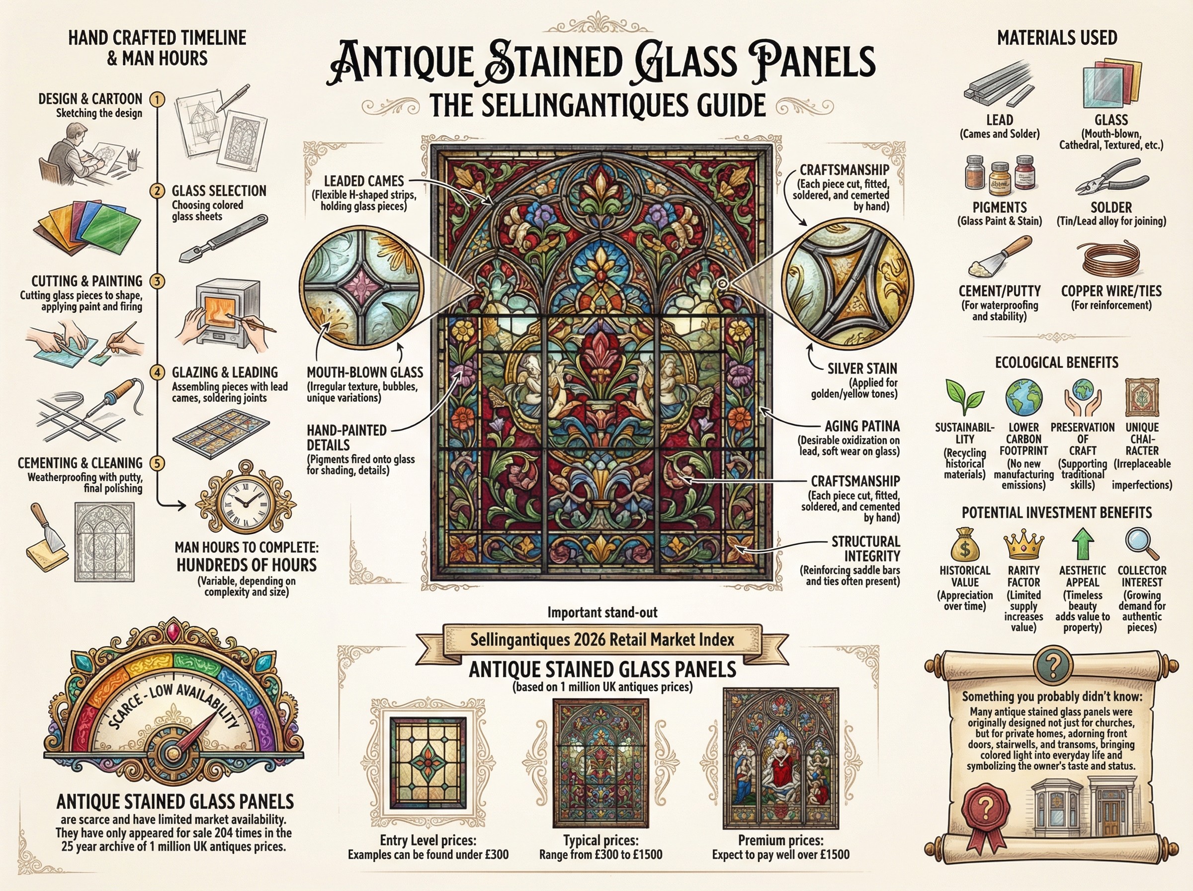 Antique Stained Glass Panels Guide Infographic