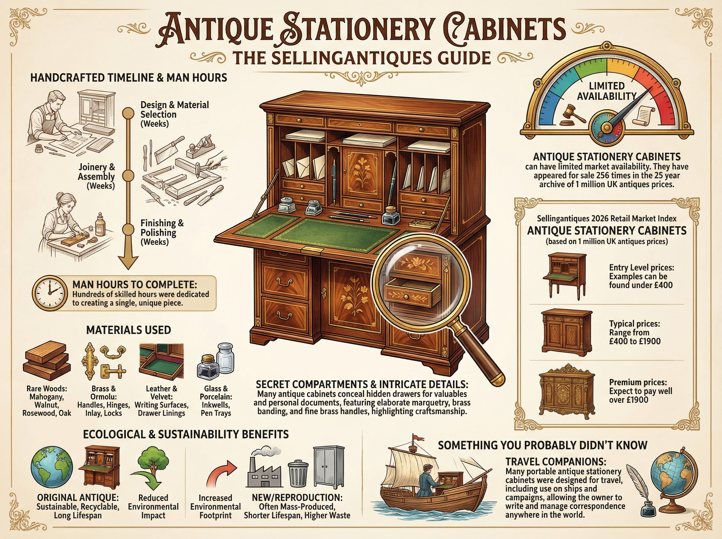 Antique Stationery Cabinets Guide Infographic