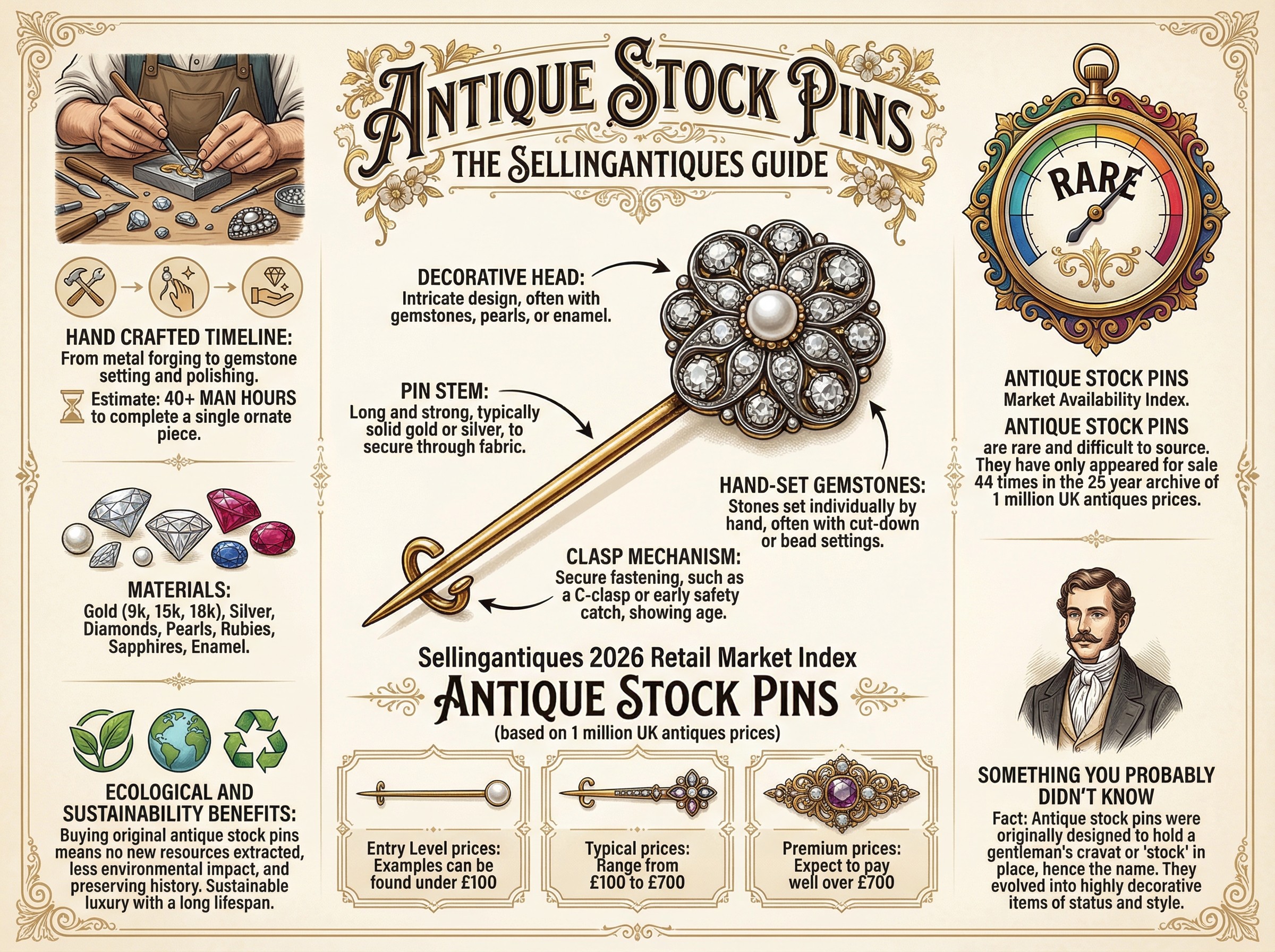 Antique Stock Pins Guide Infographic