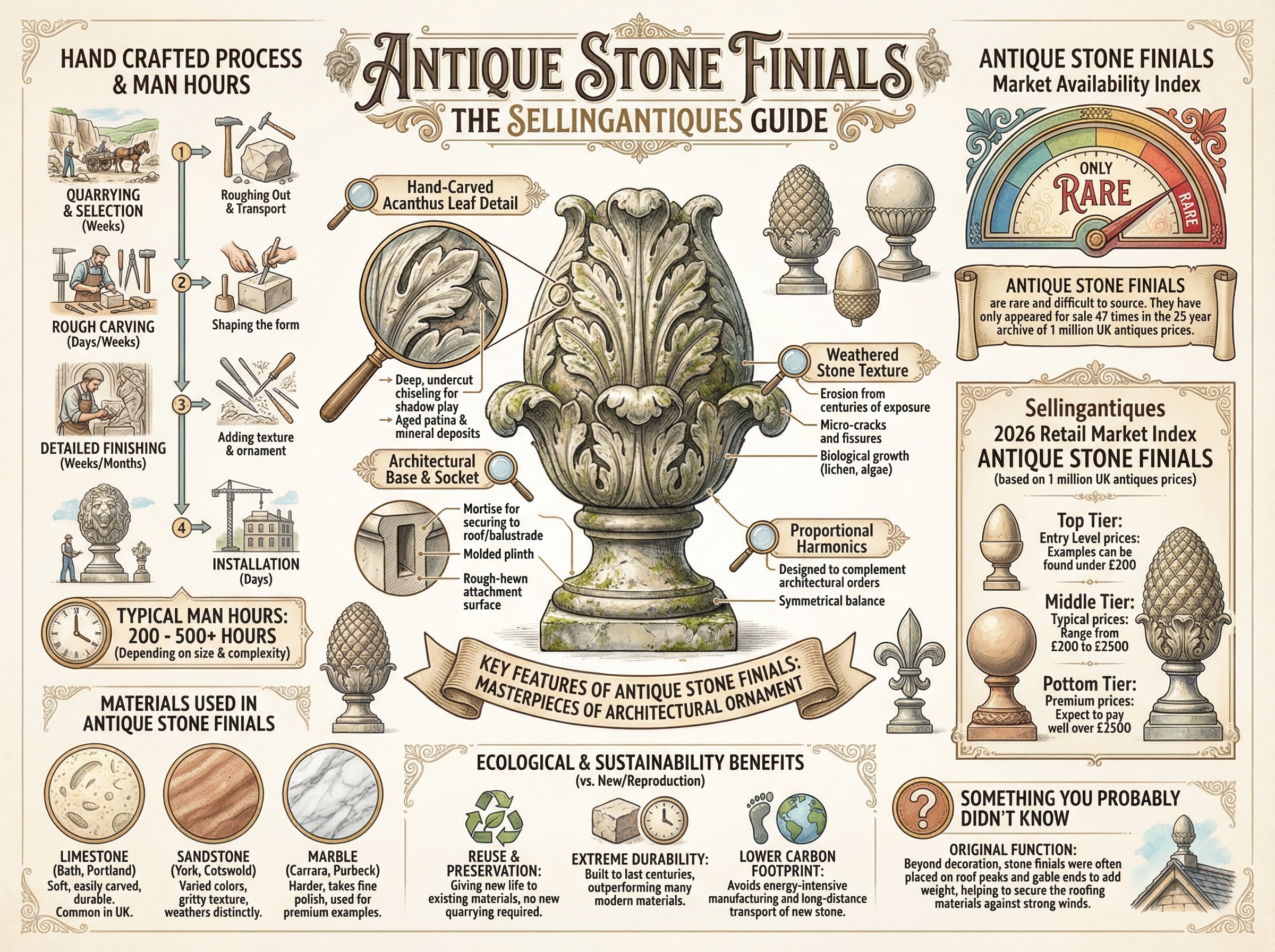 Antique Stone Finials Guide Infographic
