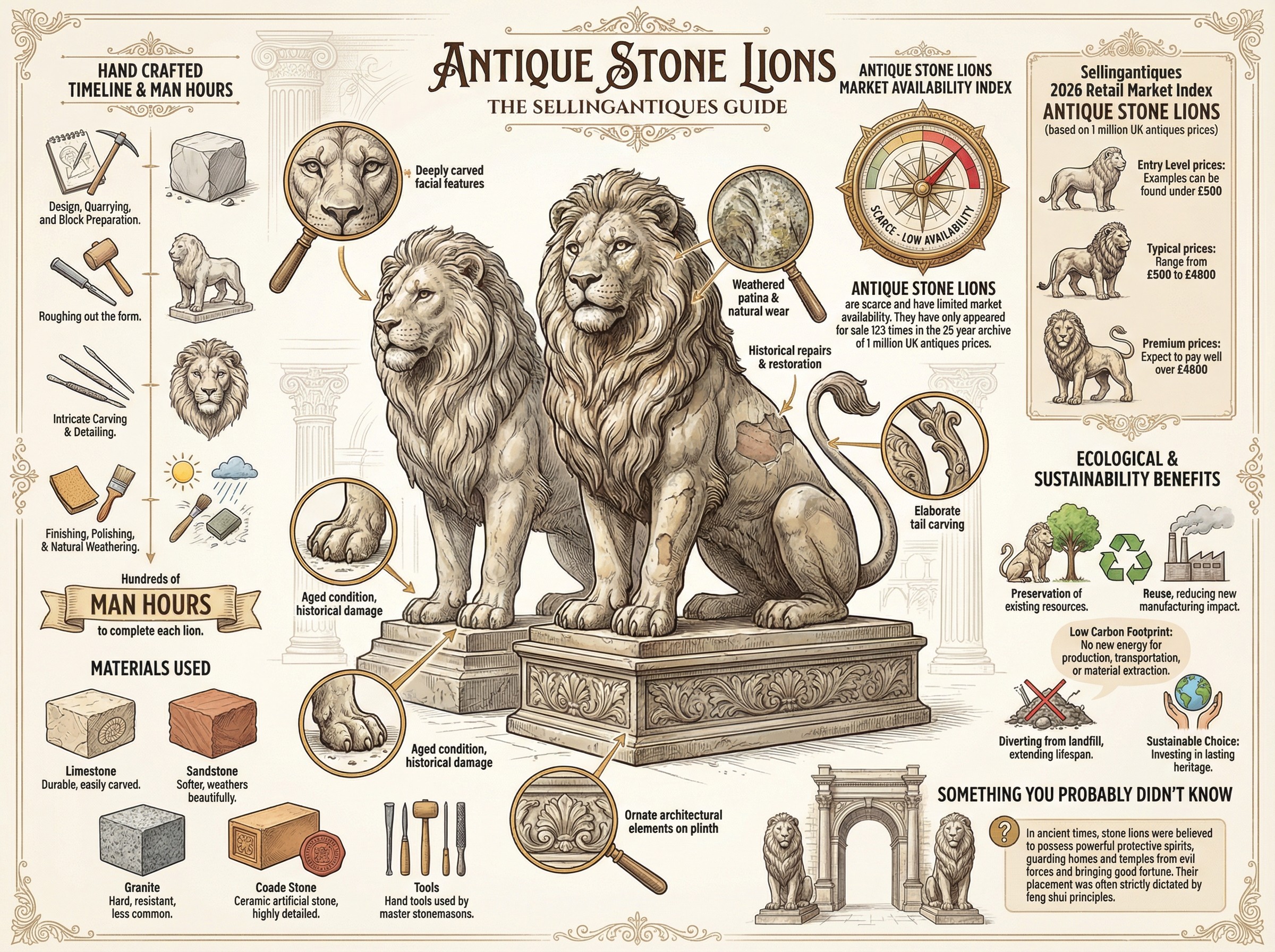 Antique Stone Lions Guide Infographic