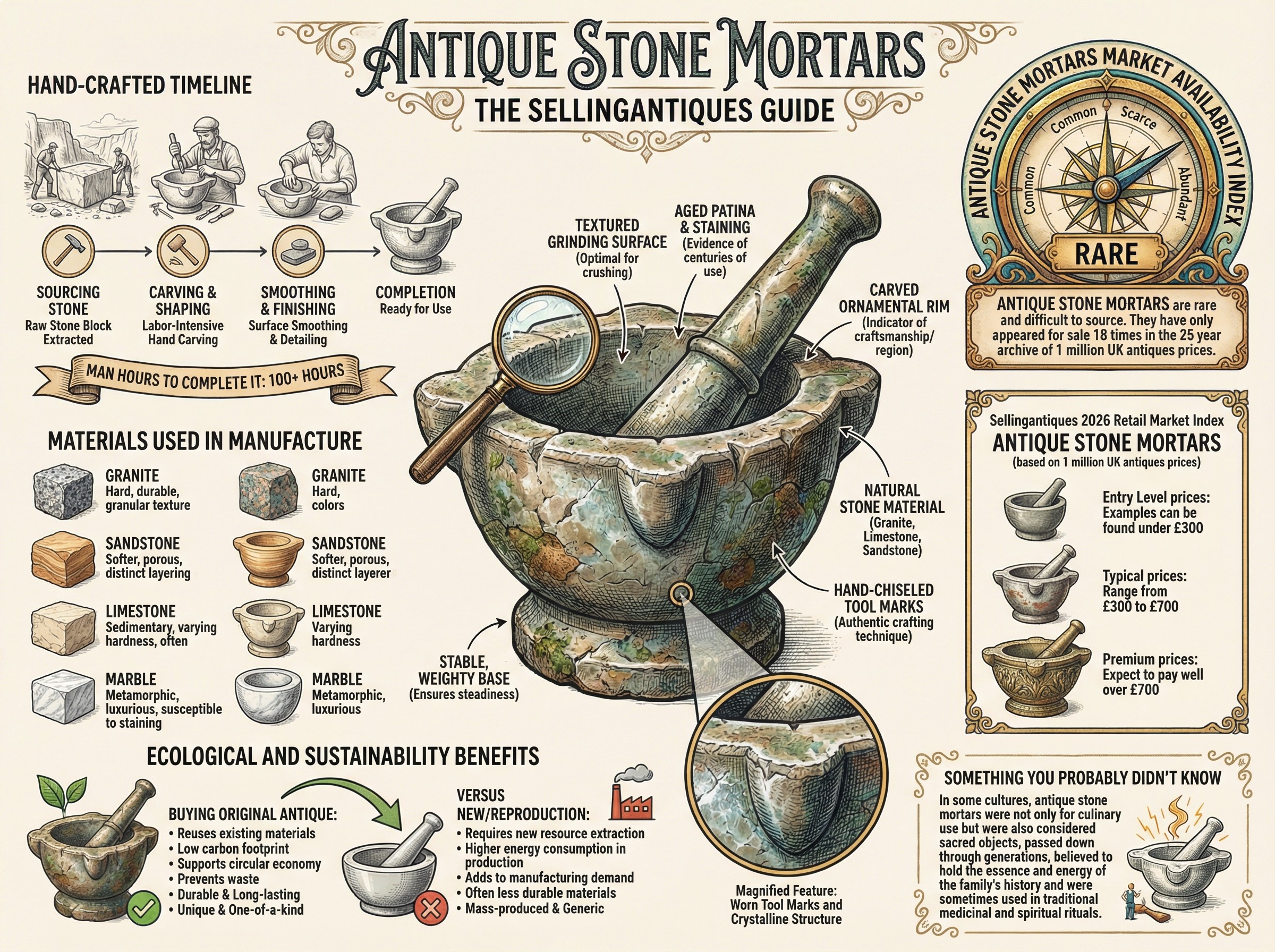 Antique Stone Mortars Guide Infographic