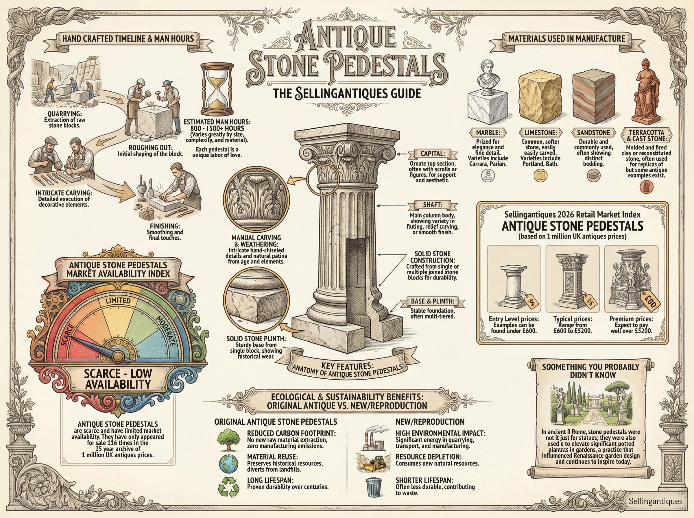 Antique Stone Pedestals Guide Infographic