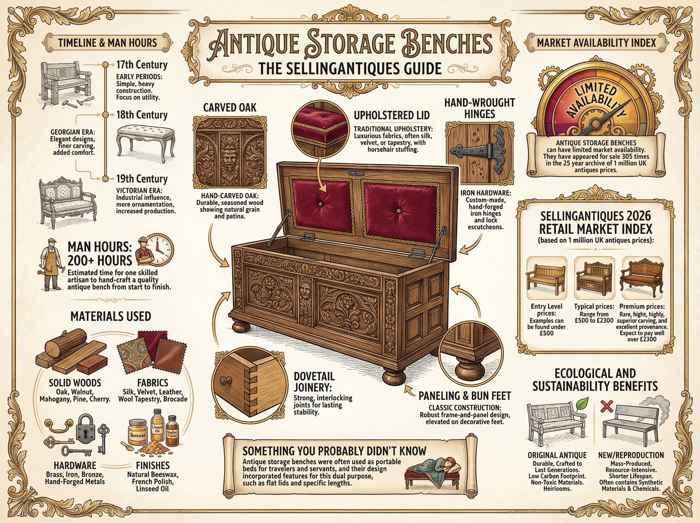 Antique Storage Benches Guide Infographic