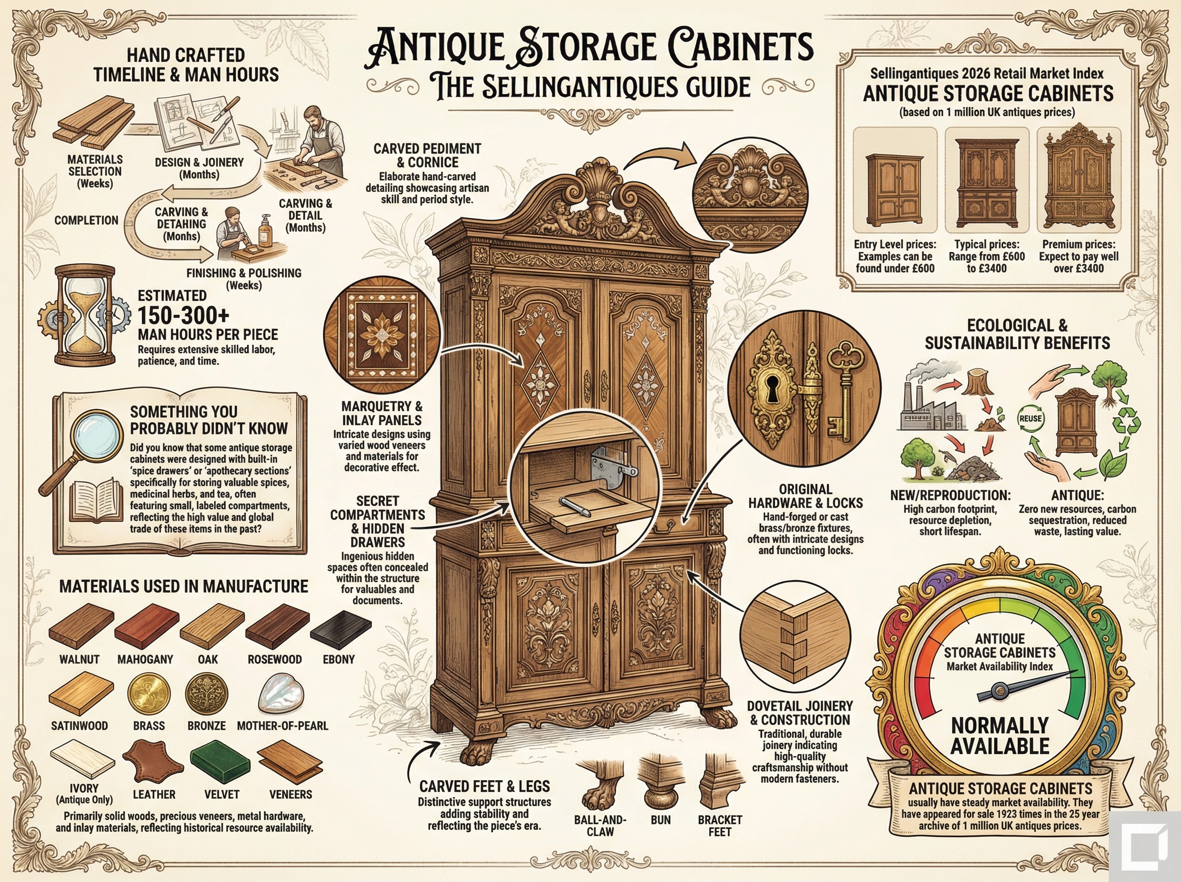 Antique Storage Cabinets Guide Infographic