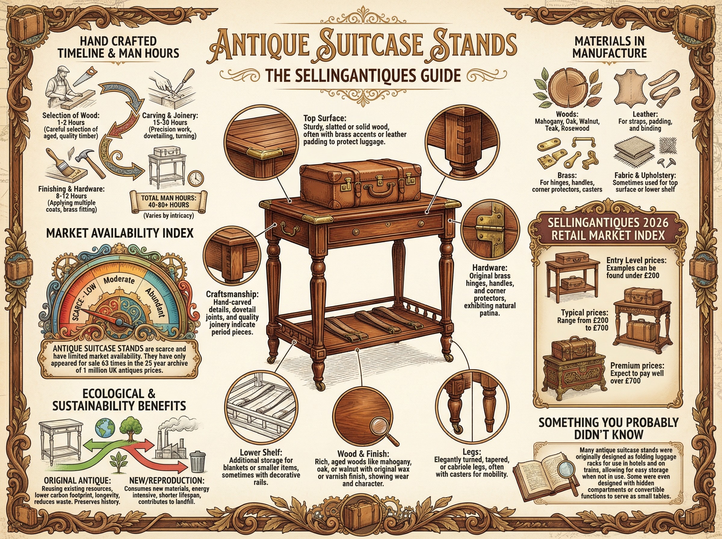 Antique Suitcase Stands Guide Infographic