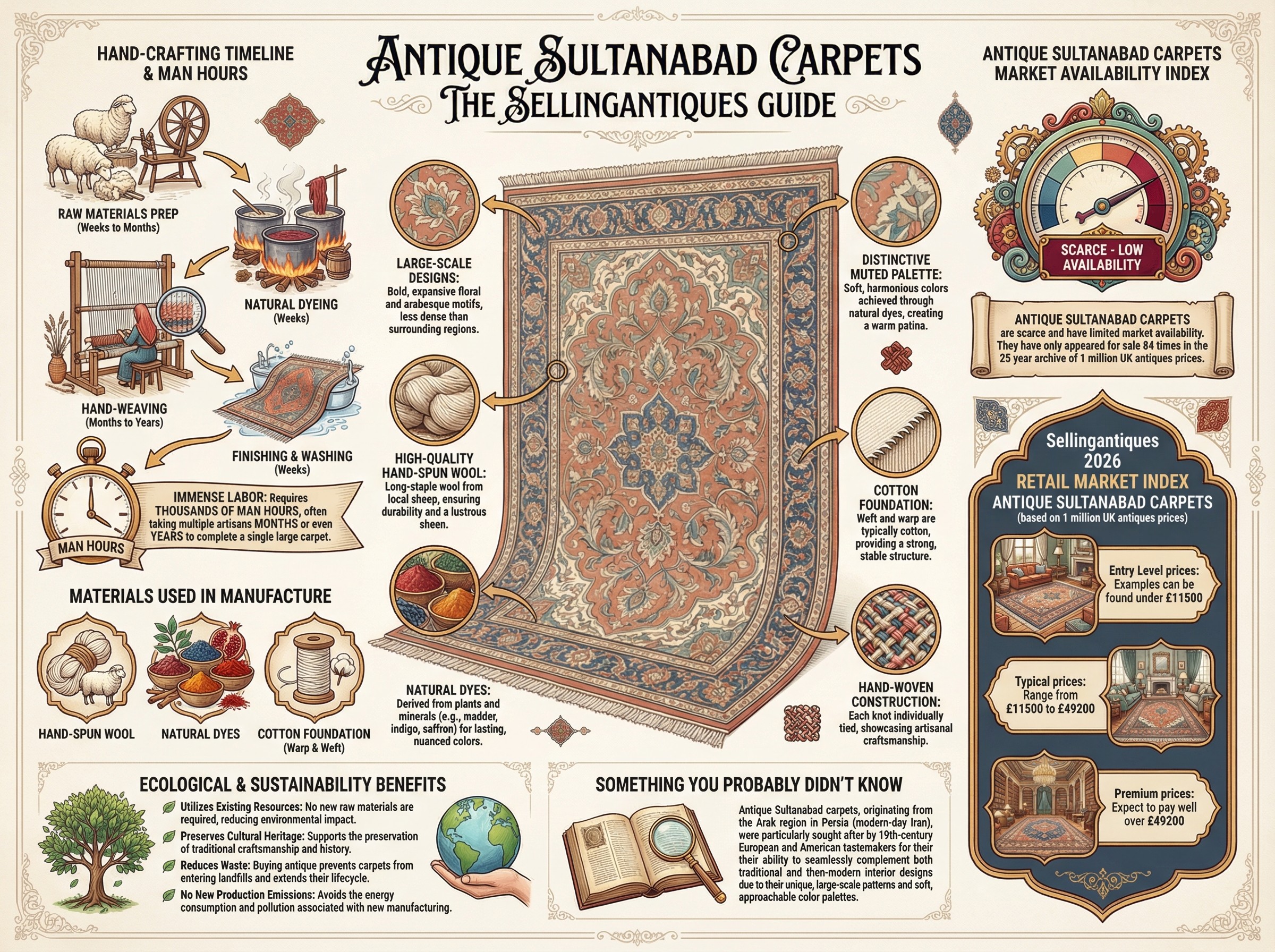 Antique Sultanabad Carpets Guide Infographic