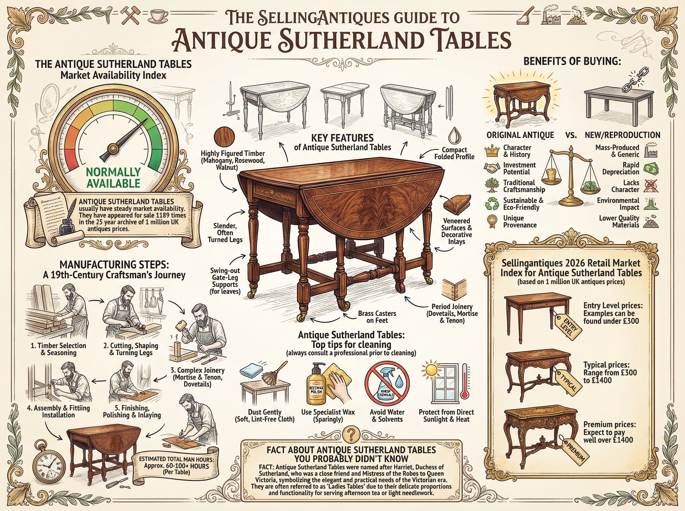 Antique Sutherland Tables Guide Infographic