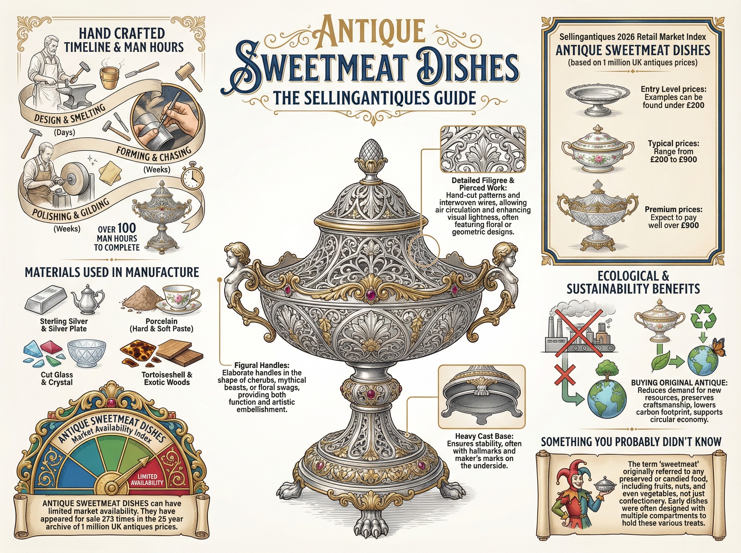 Antique Sweetmeat Dishes Guide Infographic