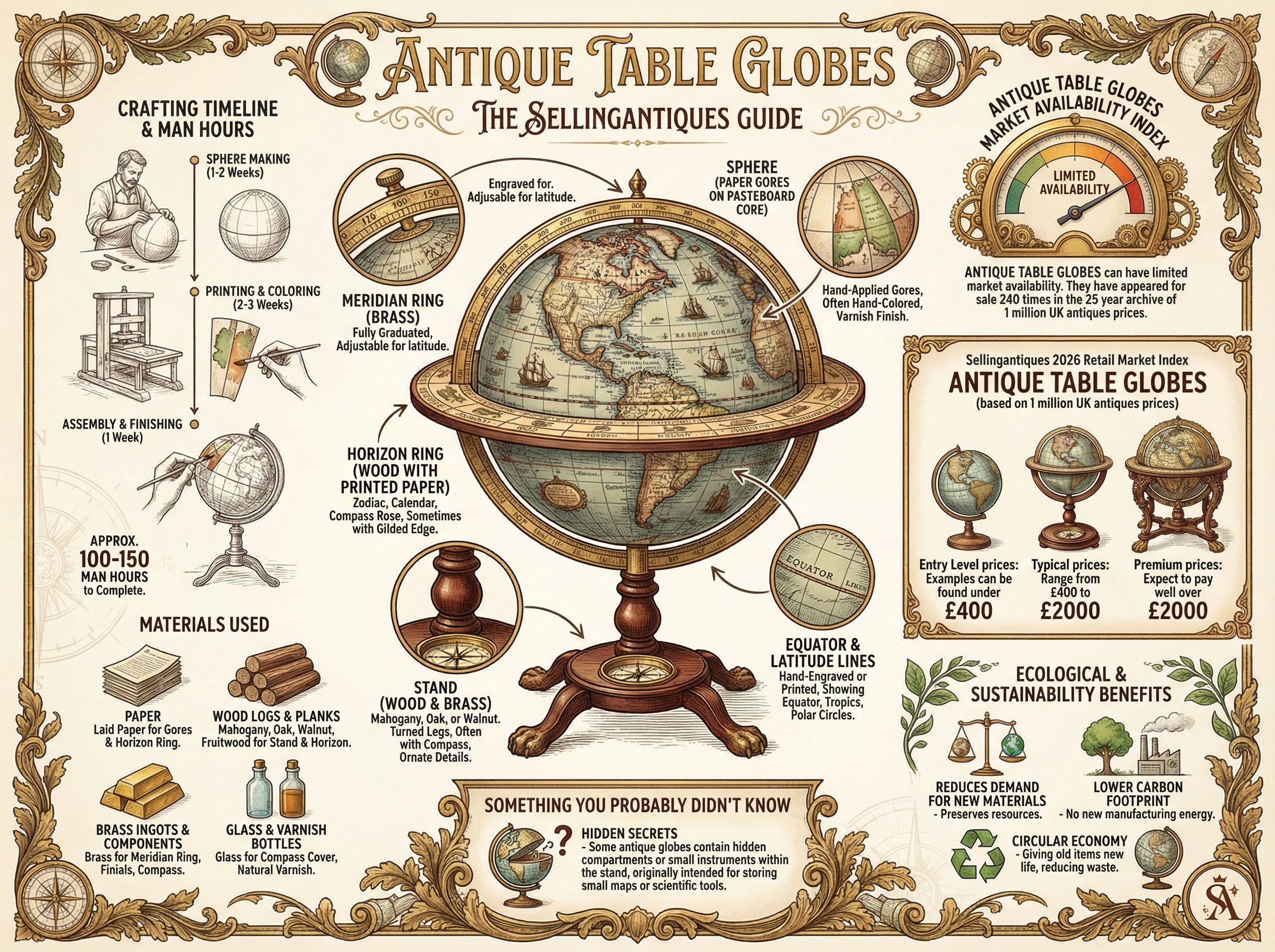 Antique Table Globes Guide Infographic