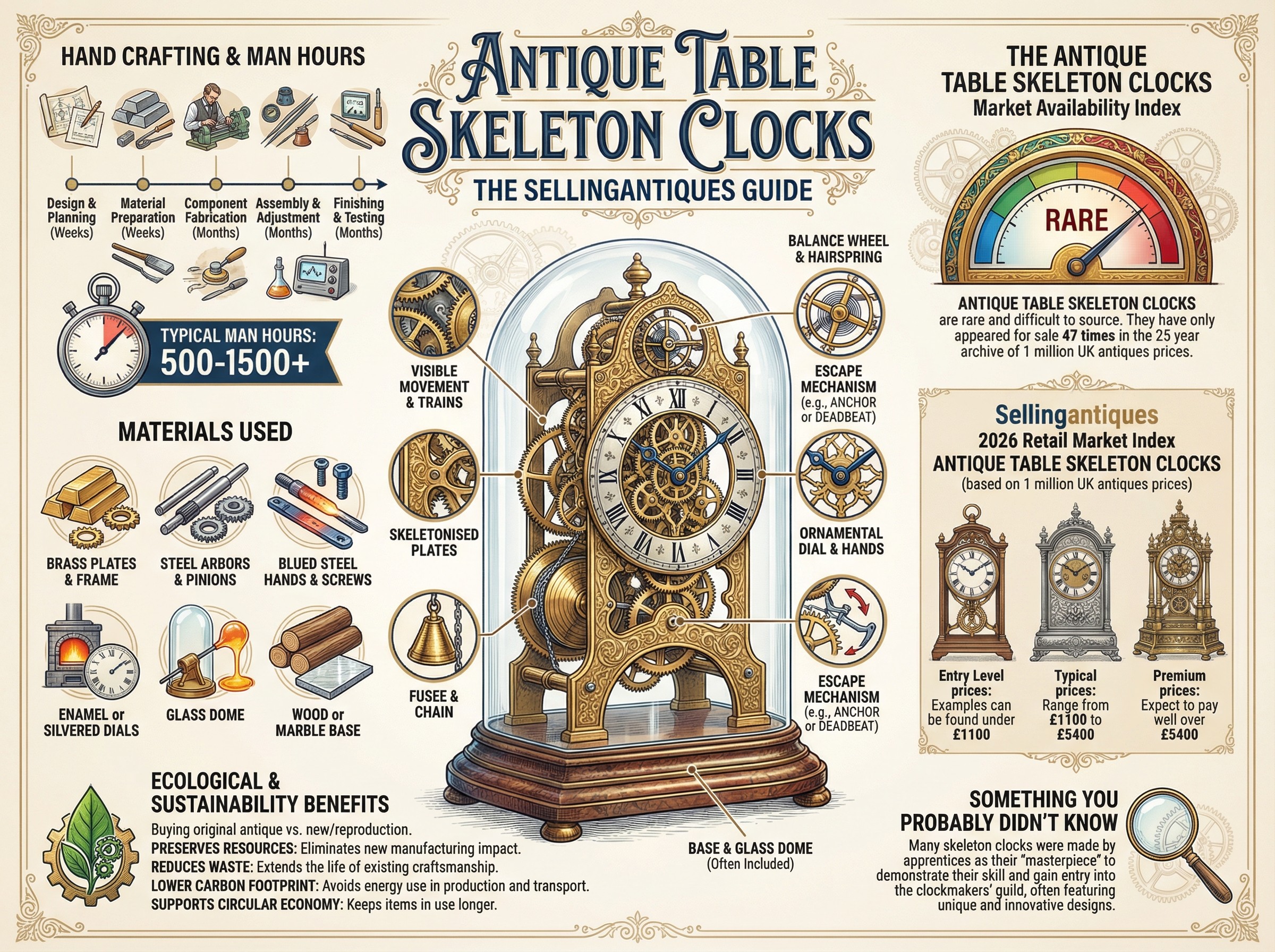 Antique Table Skeleton Clocks Guide Infographic