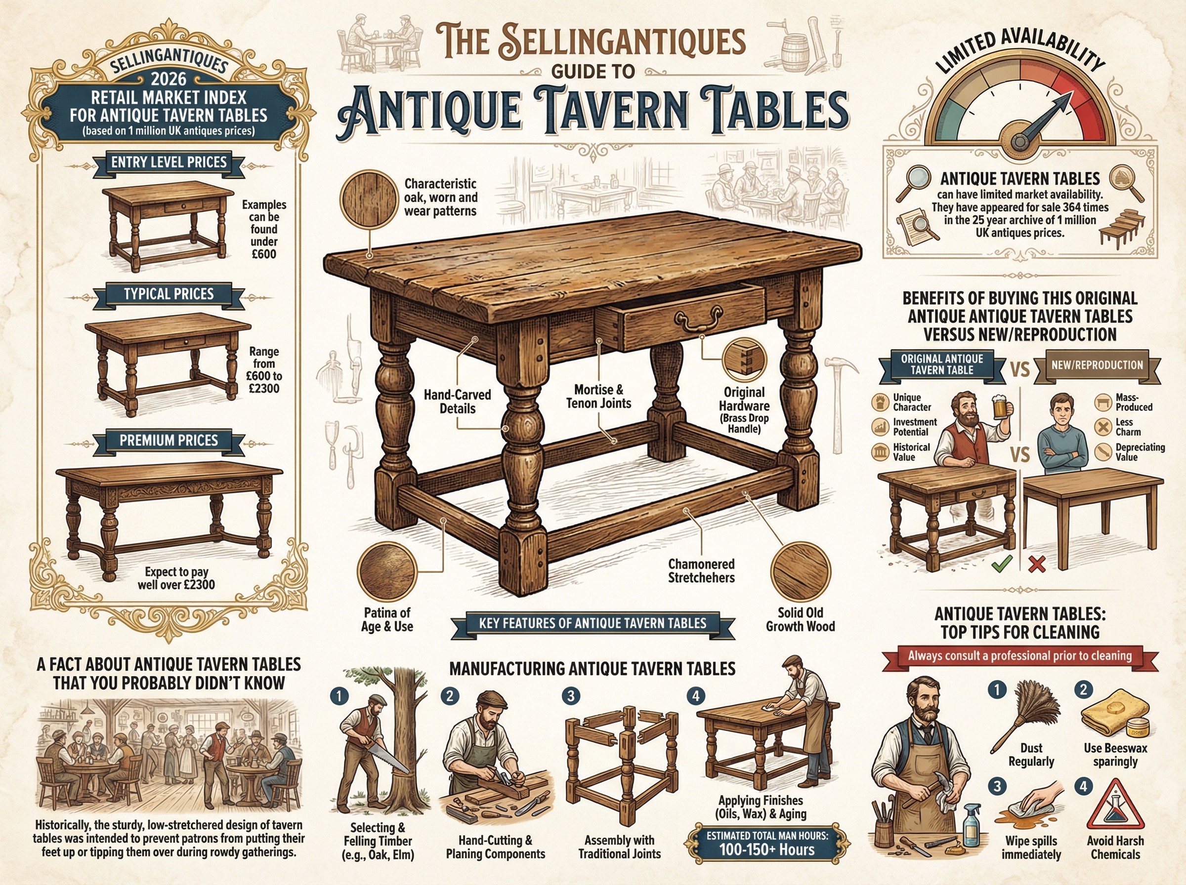 Antique Tavern Tables Guide Infographic