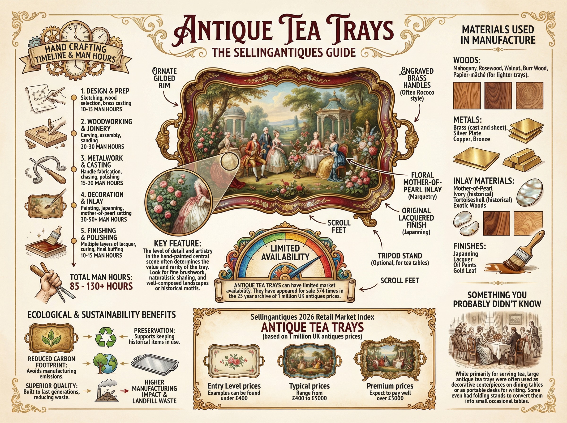 Antique Tea Trays Guide Infographic