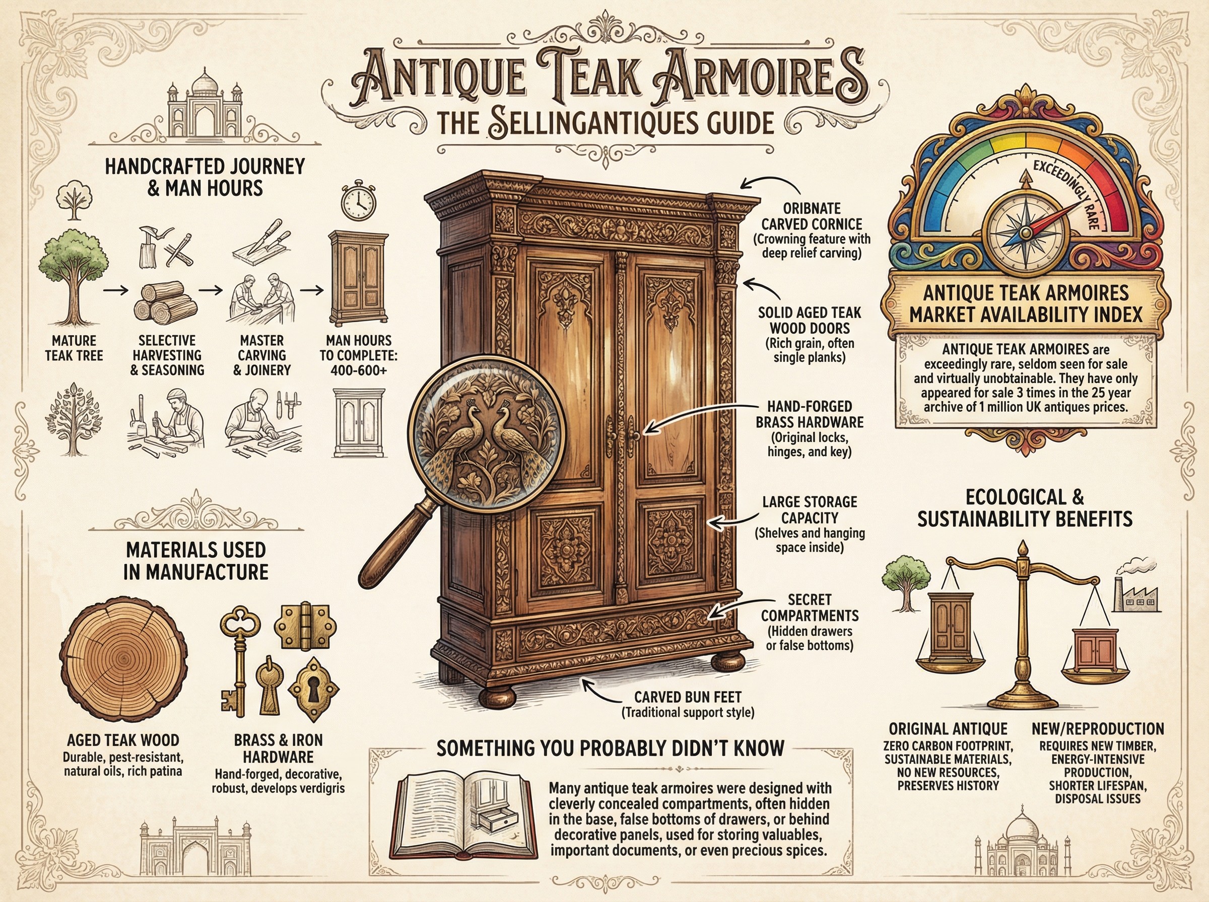Antique Teak Armoires Guide Infographic