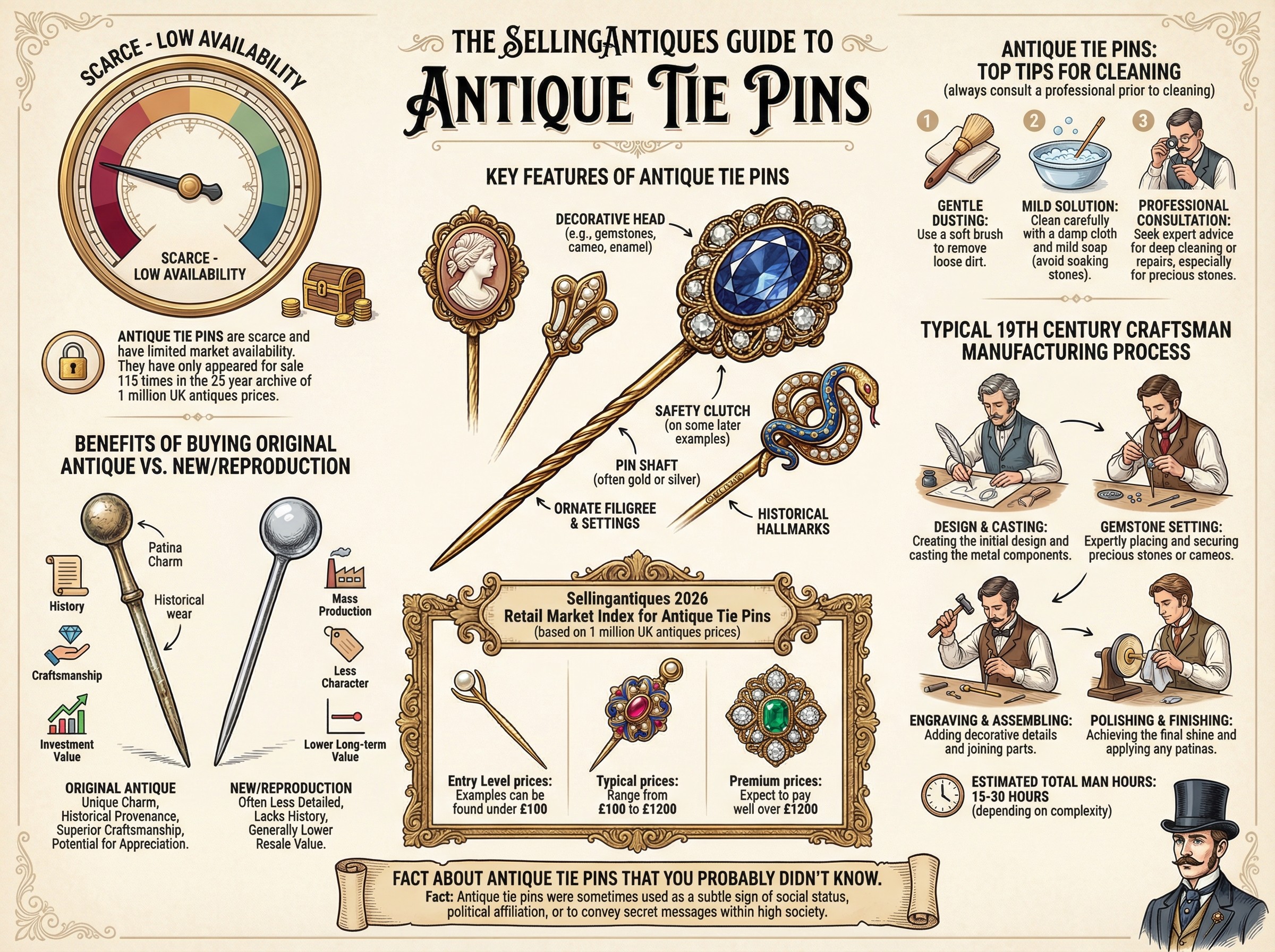 Antique Tie Pins Guide Infographic