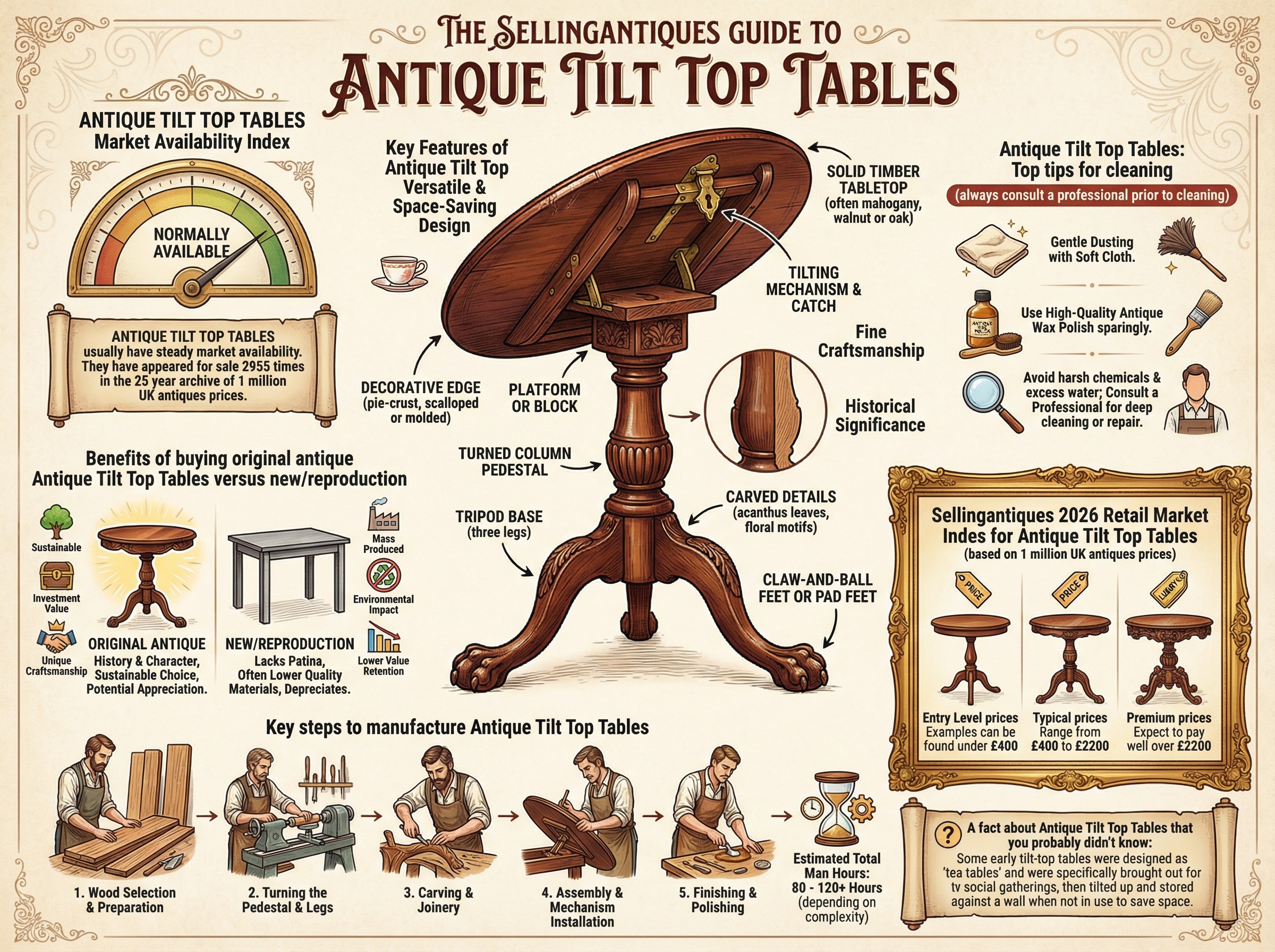 Antique Tilt Top Tables Guide Infographic