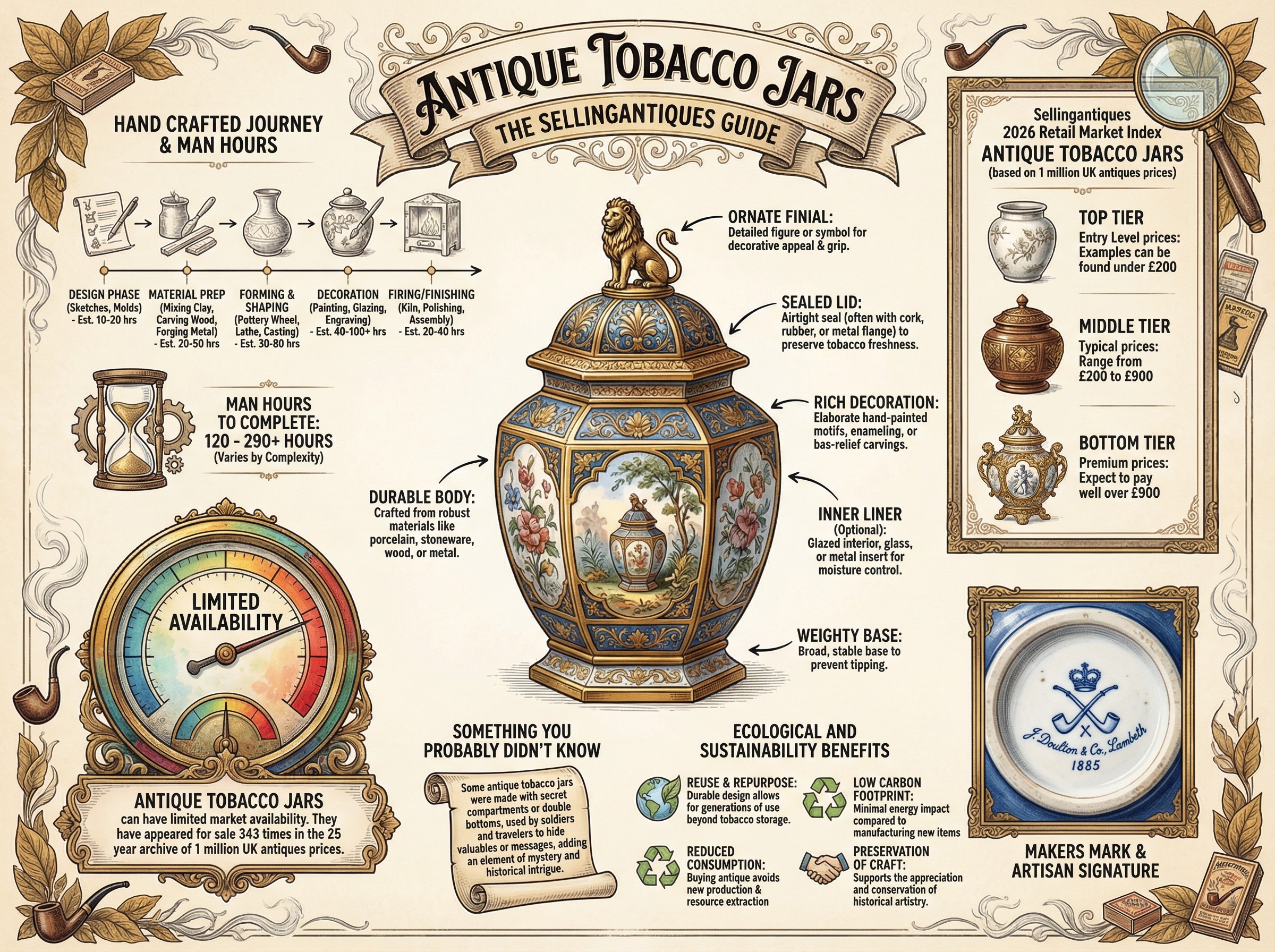 Antique Tobacco Jars Guide Infographic