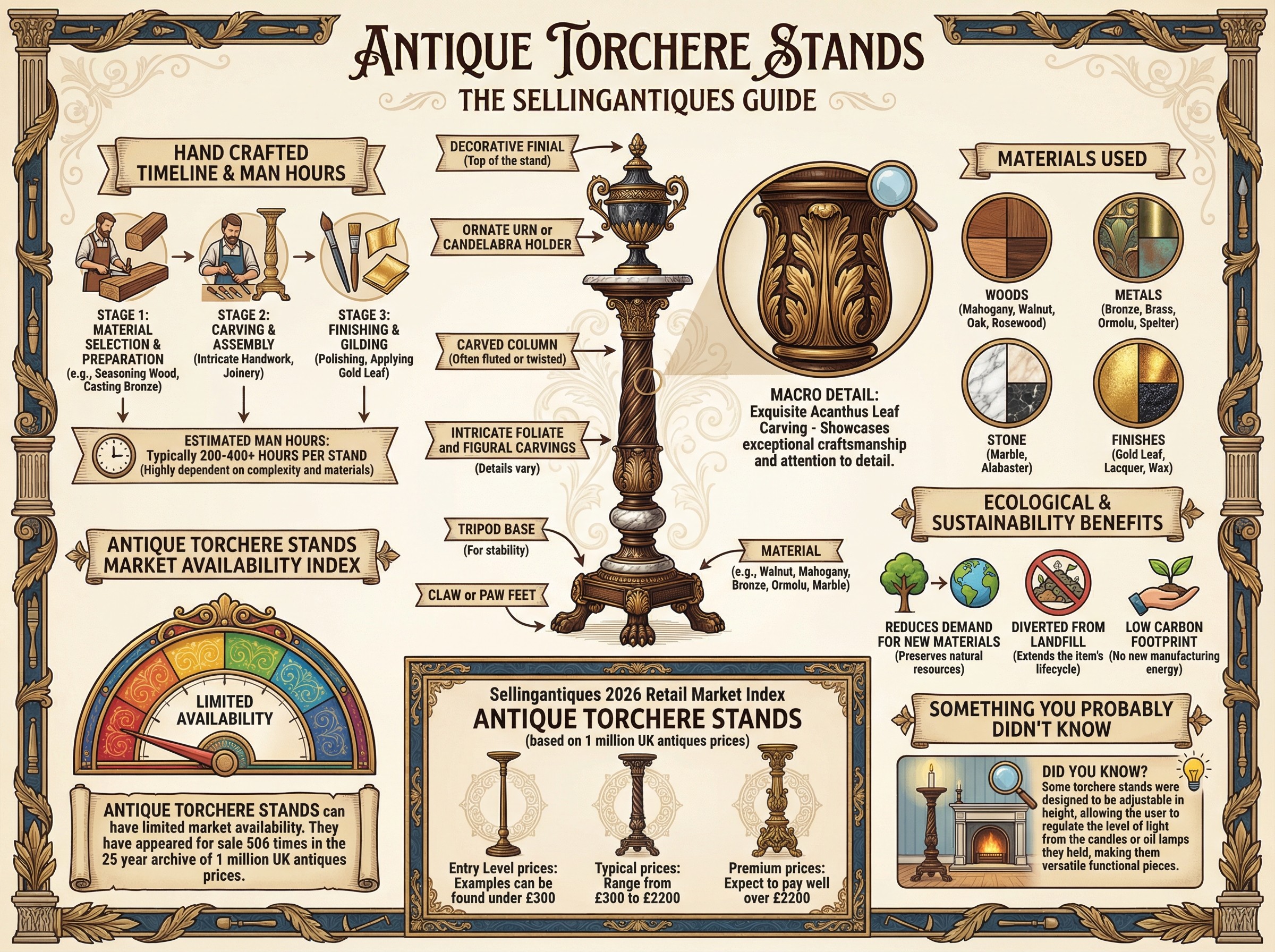Antique Torchere Stands Guide Infographic