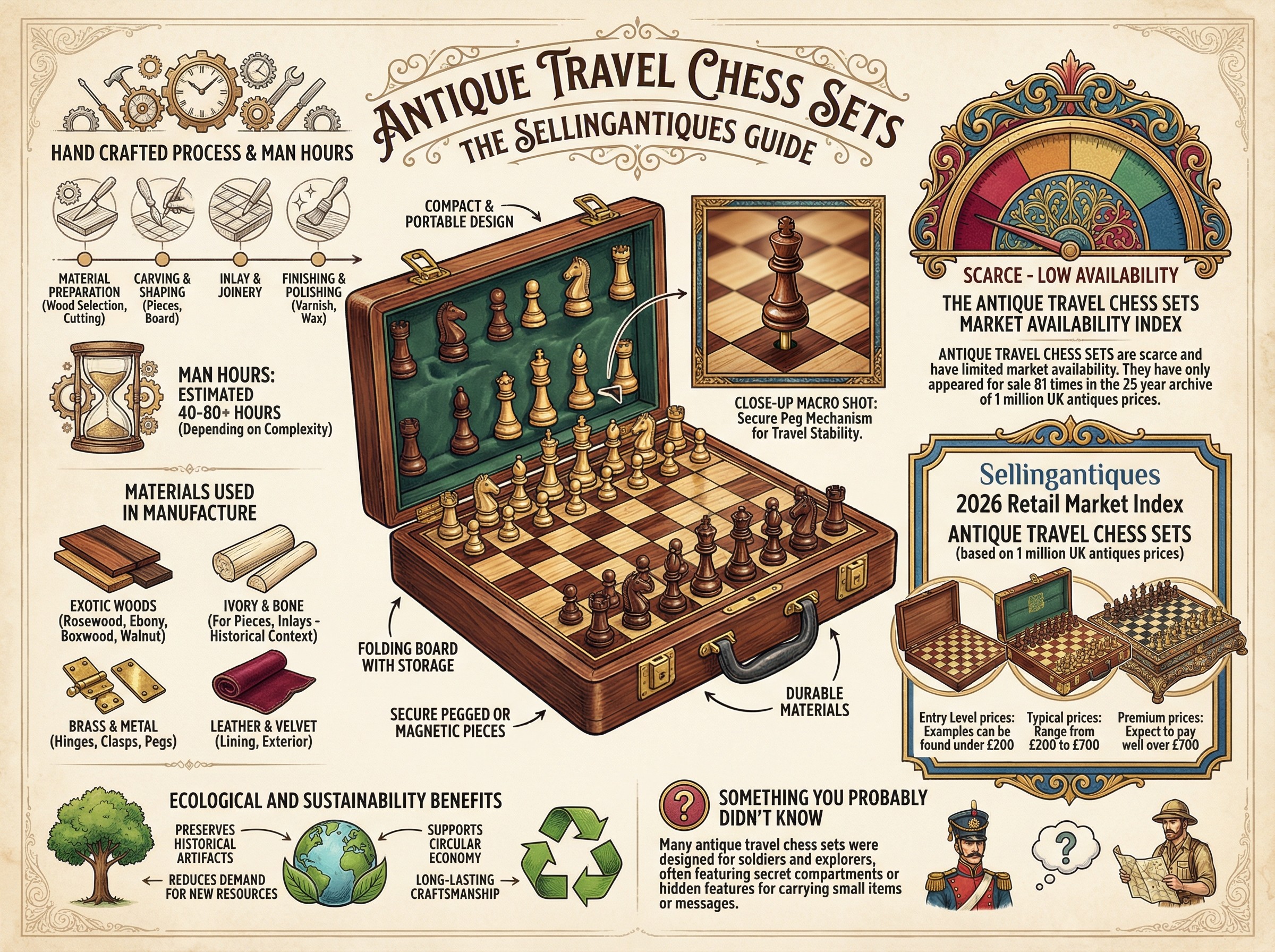 Antique Travel Chess Sets Guide Infographic