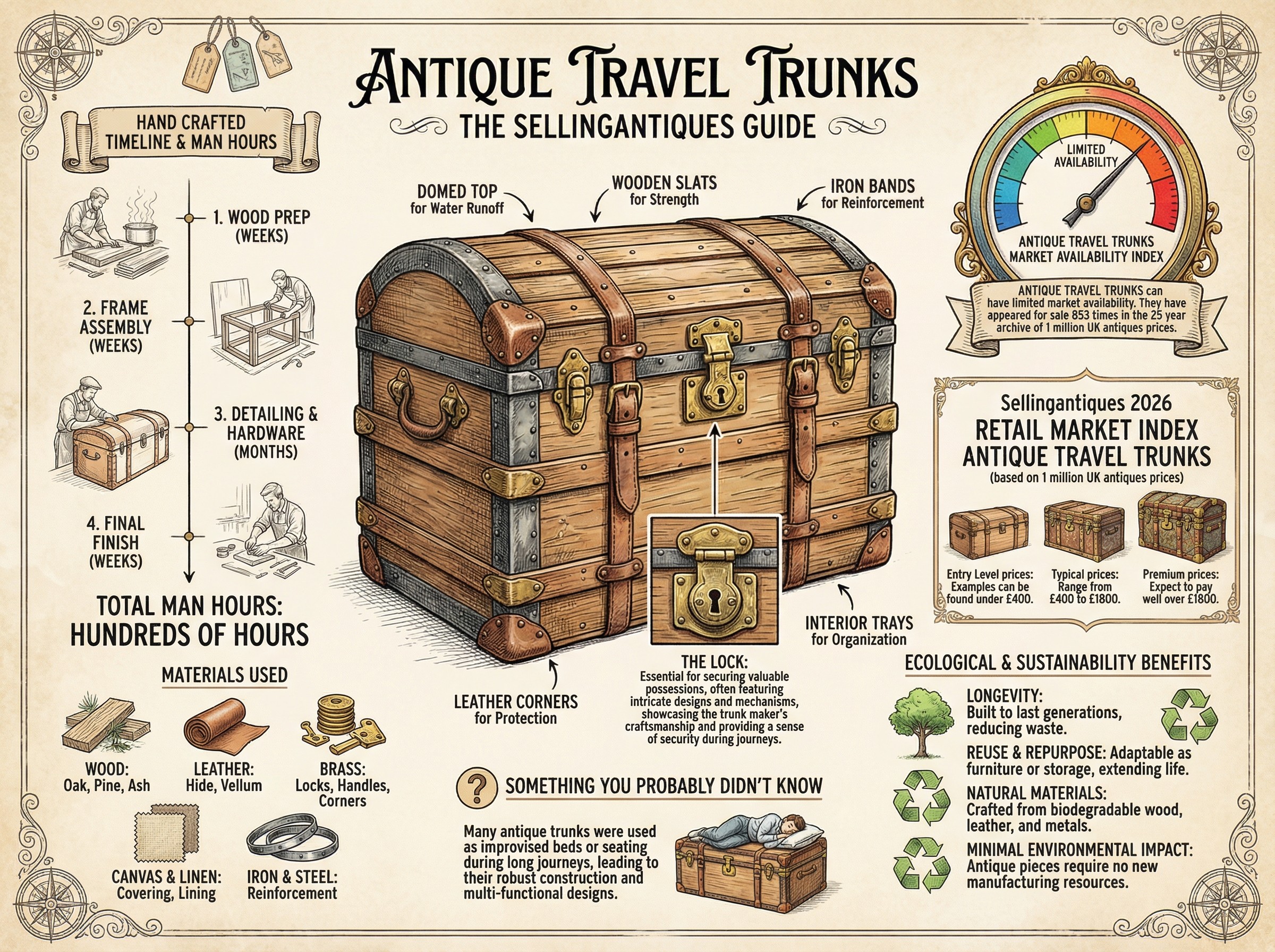 Antique Travel Trunks Guide Infographic