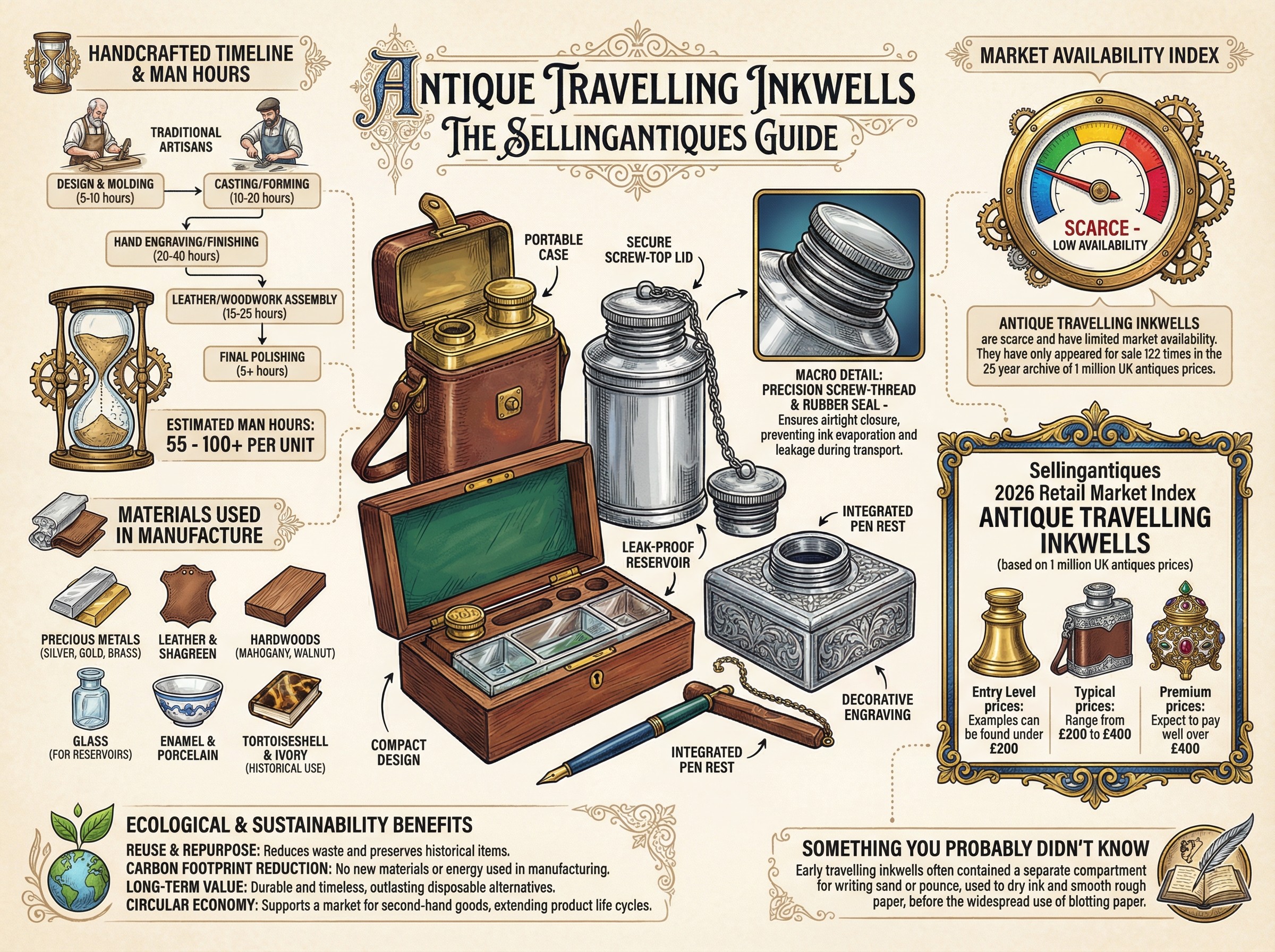 Antique Travelling Inkwells Guide Infographic