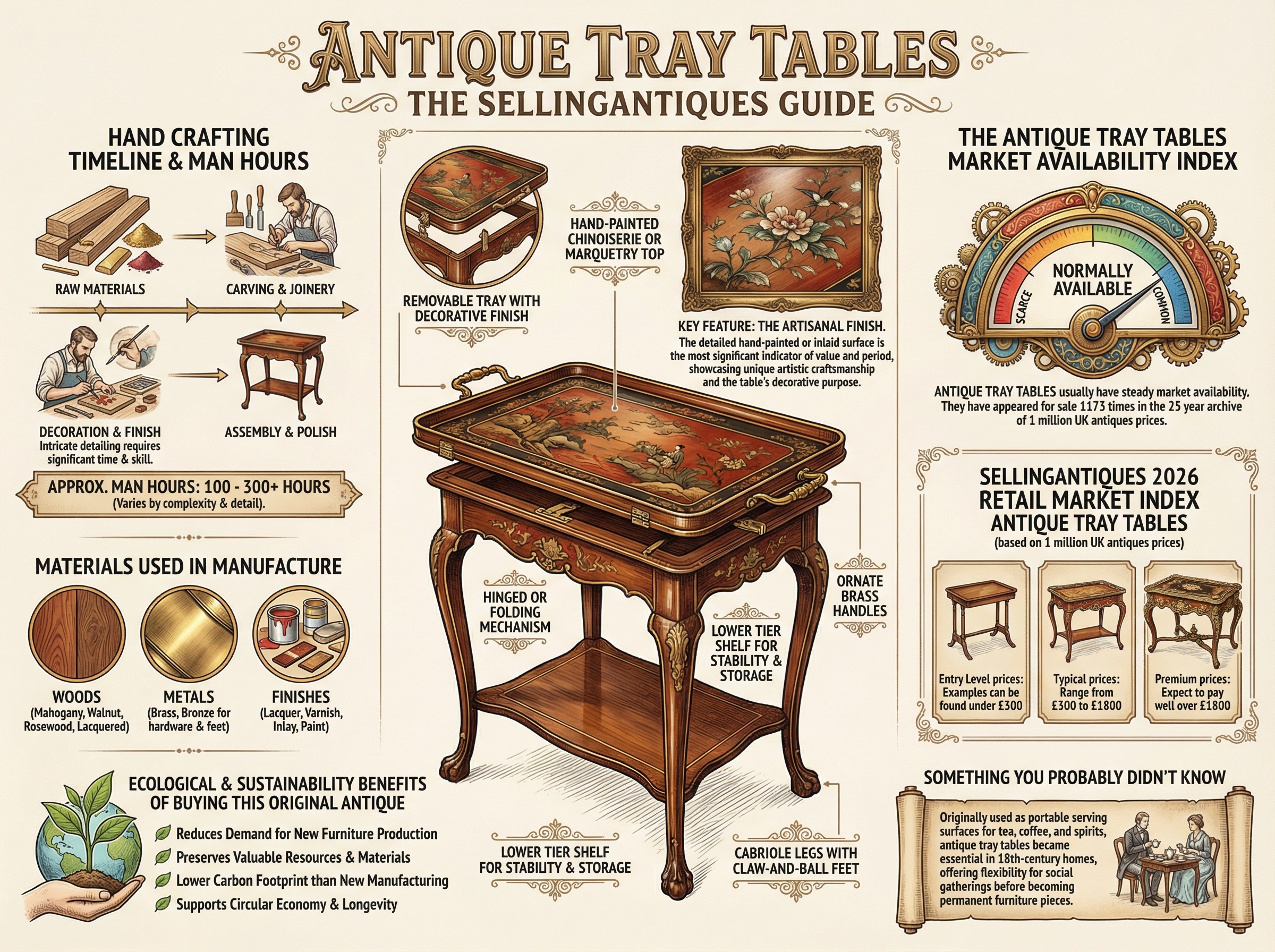 Antique Tray Tables Guide Infographic
