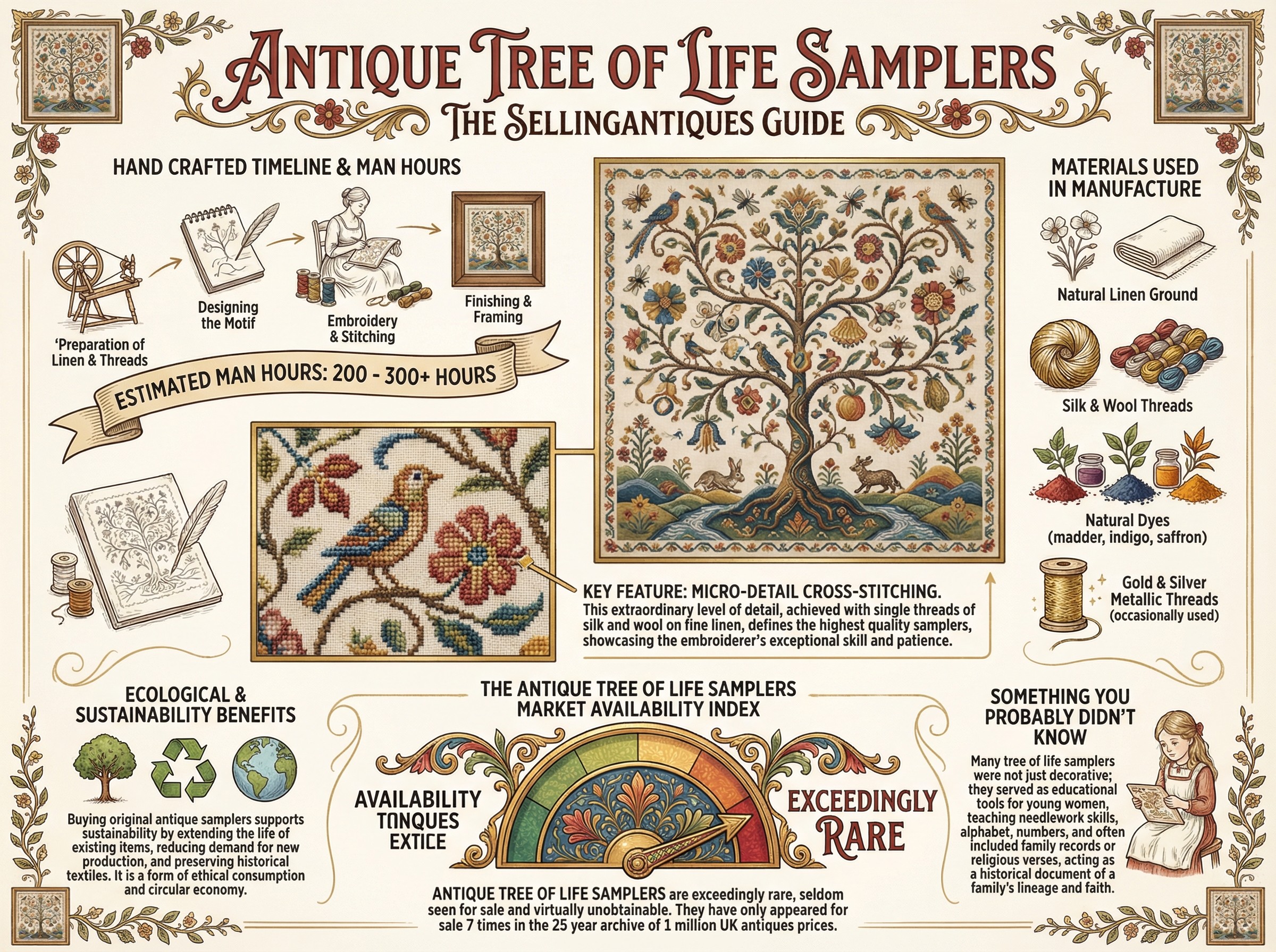 Antique Tree Of Life Samplers Guide Infographic