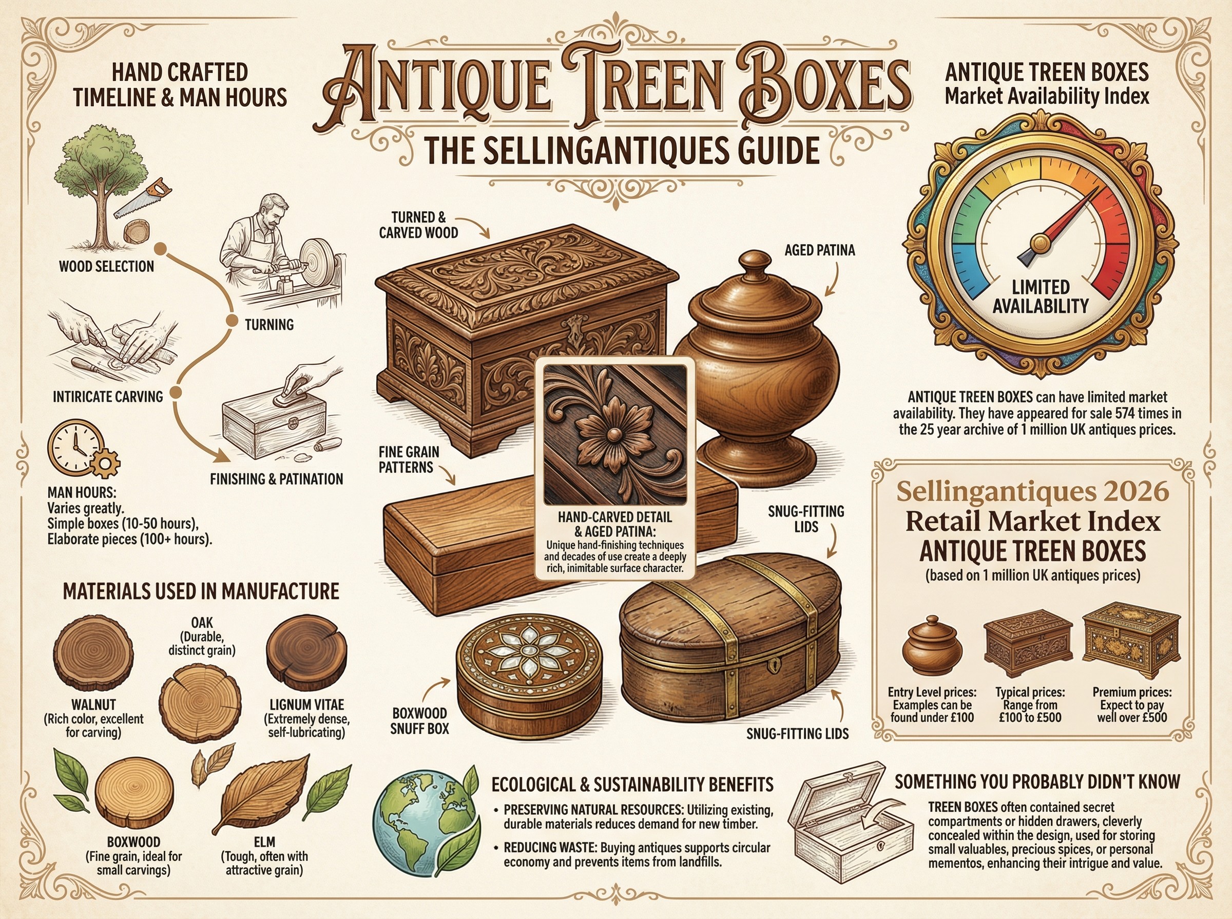 Antique Treen Boxes Guide Infographic