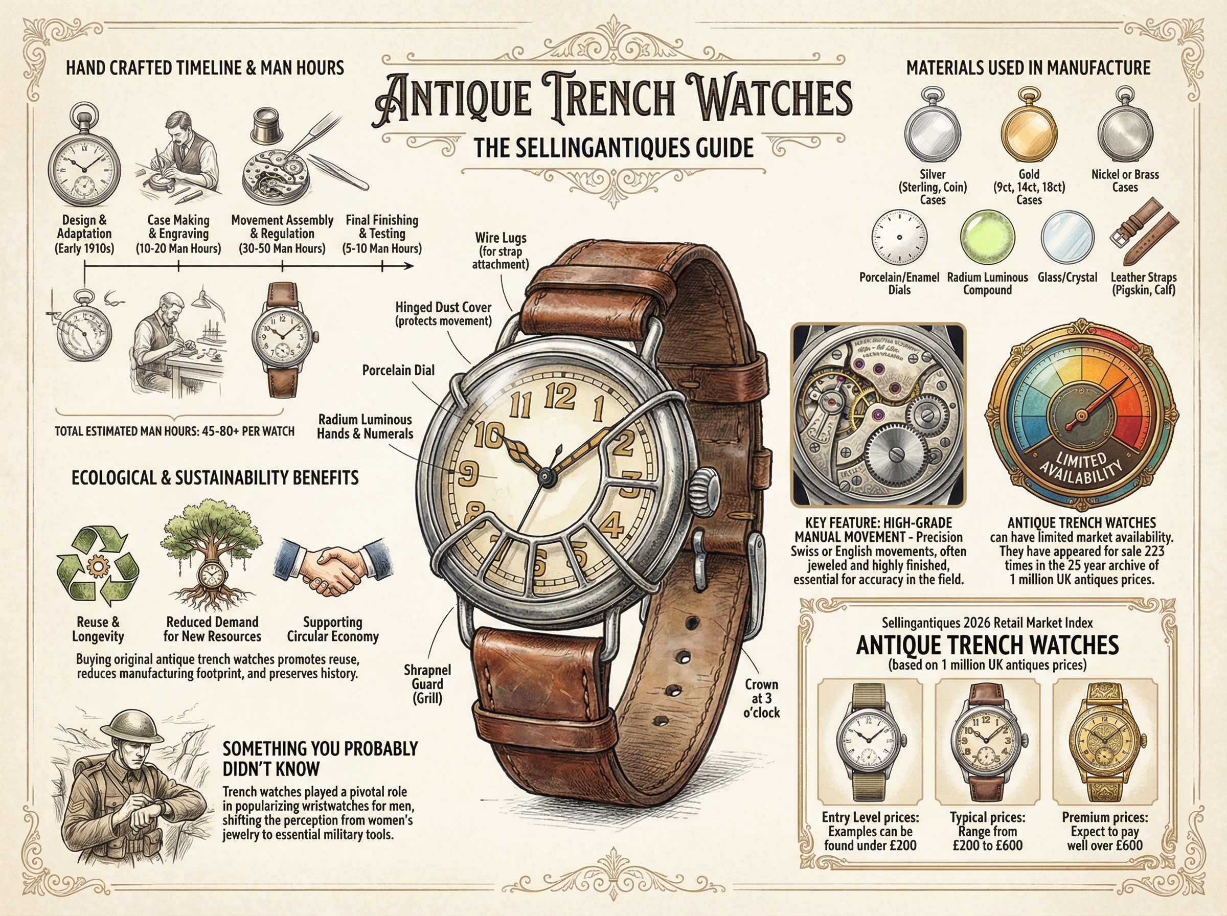 Antique Trench Watches Guide Infographic