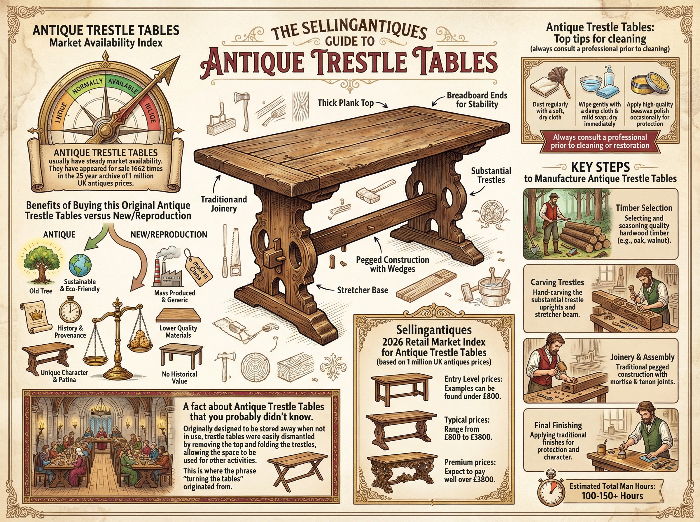 Antique Trestle Tables Guide Infographic