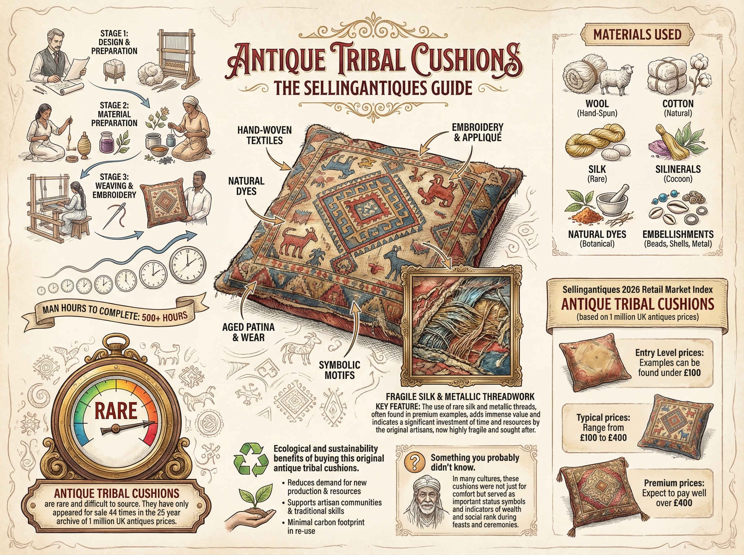 Antique Tribal Cushions Guide Infographic