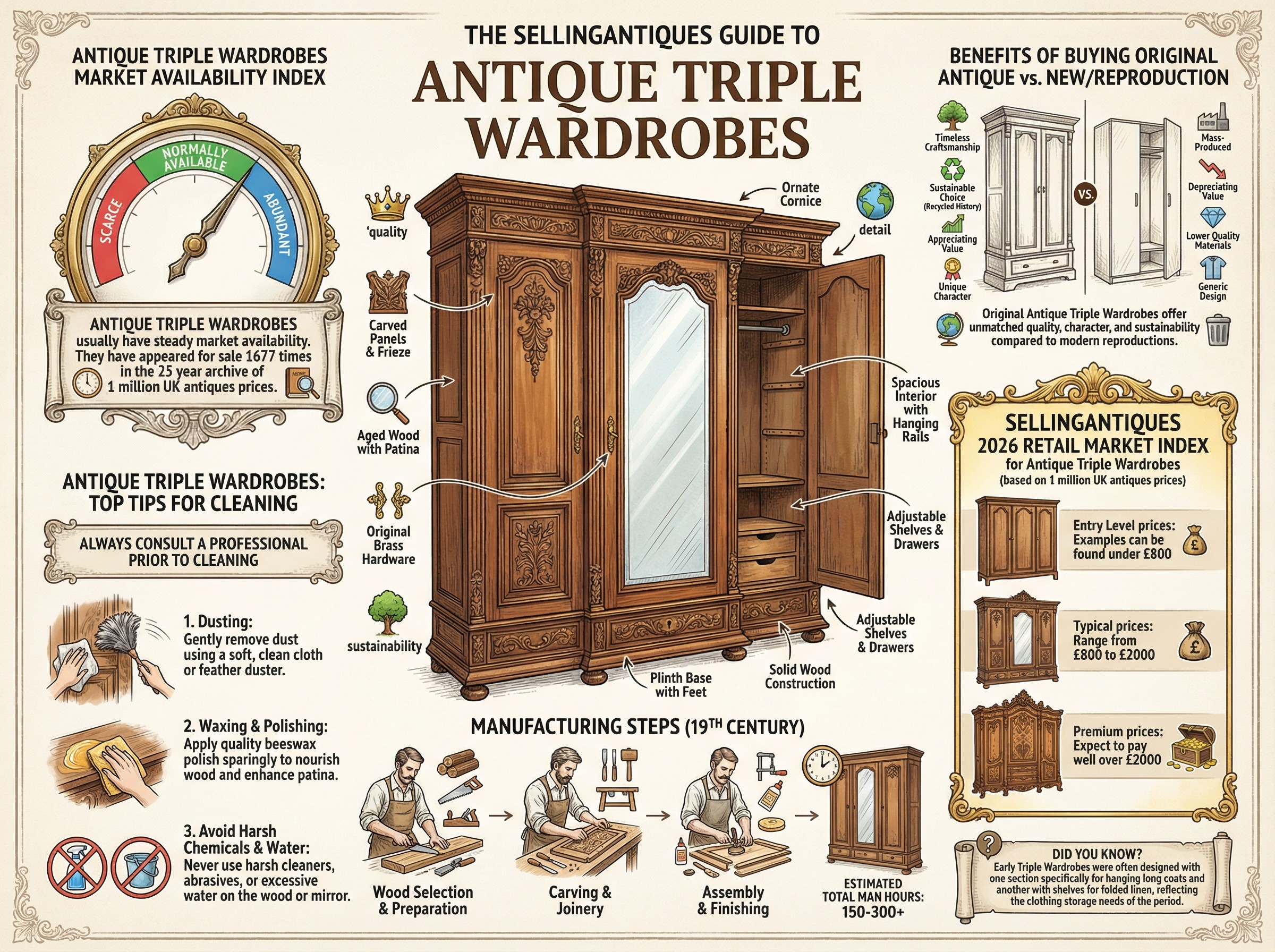 Antique Triple Wardrobes Guide Infographic