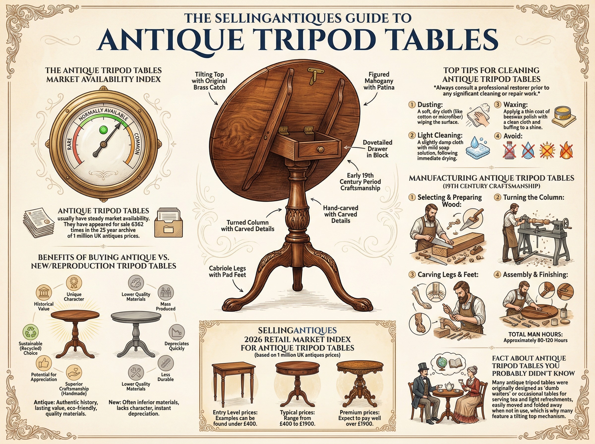 Antique Tripod Tables Guide Infographic