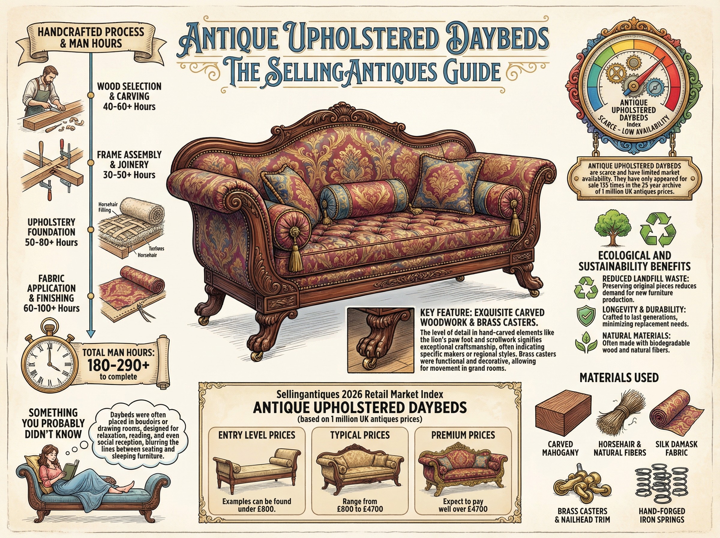 Antique Upholstered Daybeds Guide Infographic