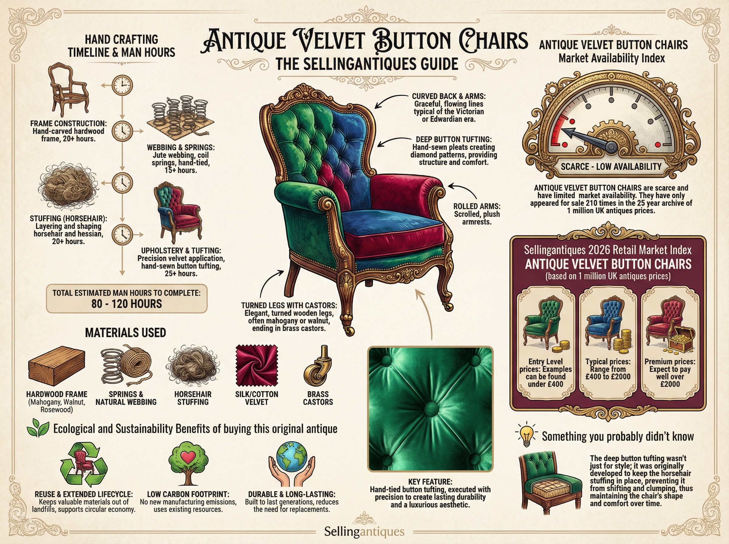 Antique Velvet Button Chairs Guide Infographic