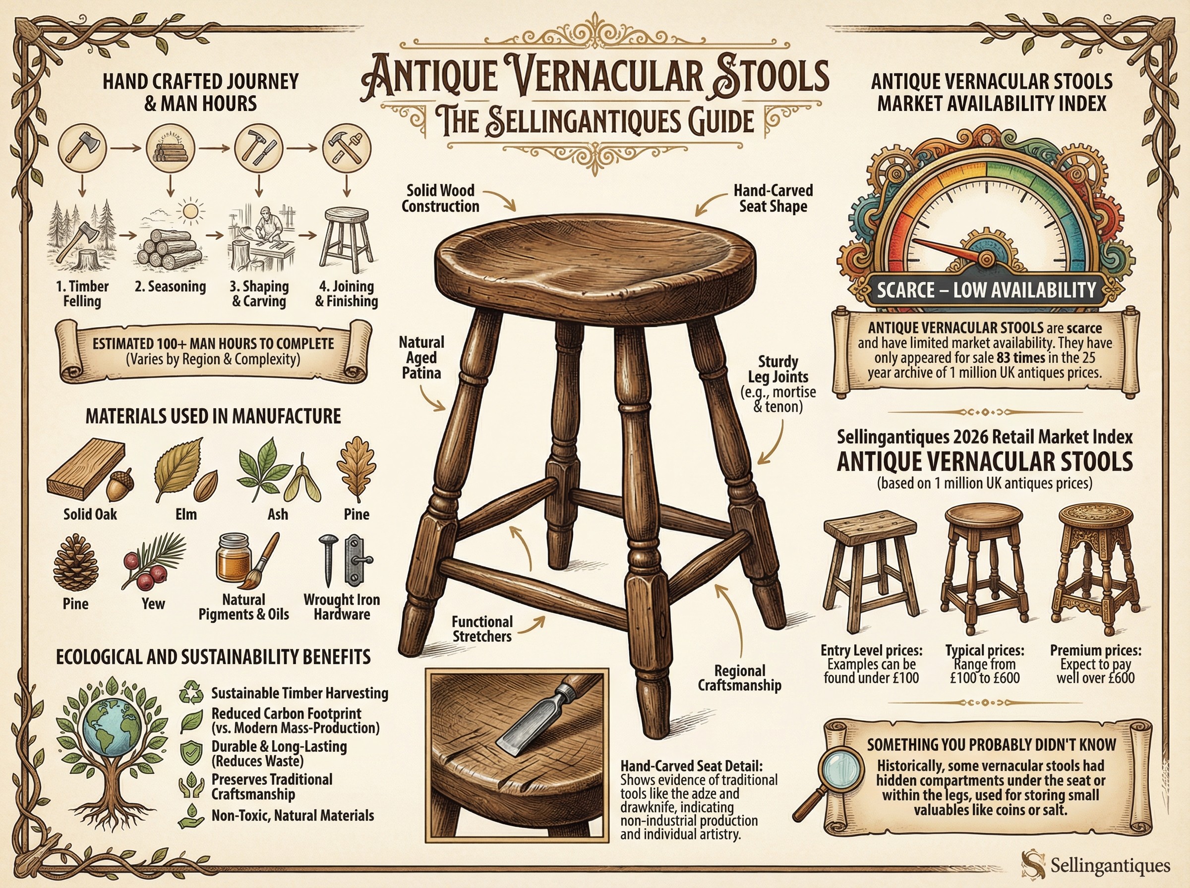 Antique Vernacular Stools Guide Infographic