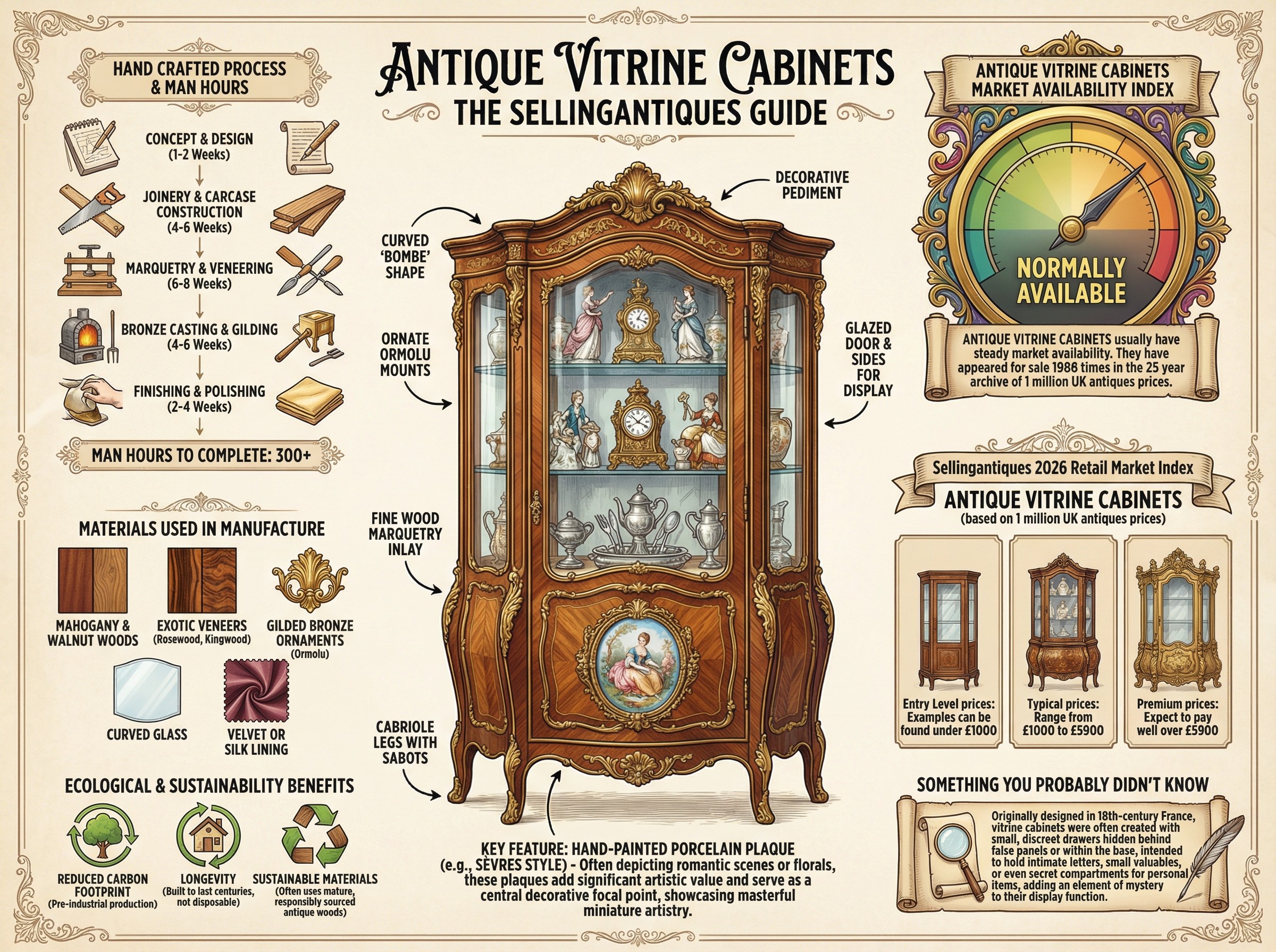 Antique Vitrine Cabinets Guide Infographic