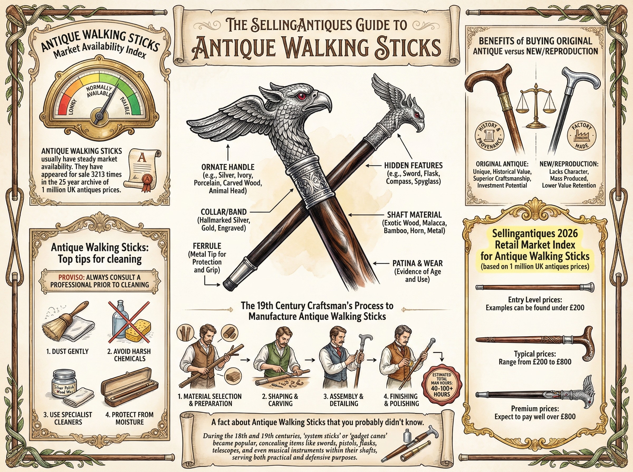 Antique Walking Sticks Guide Infographic
