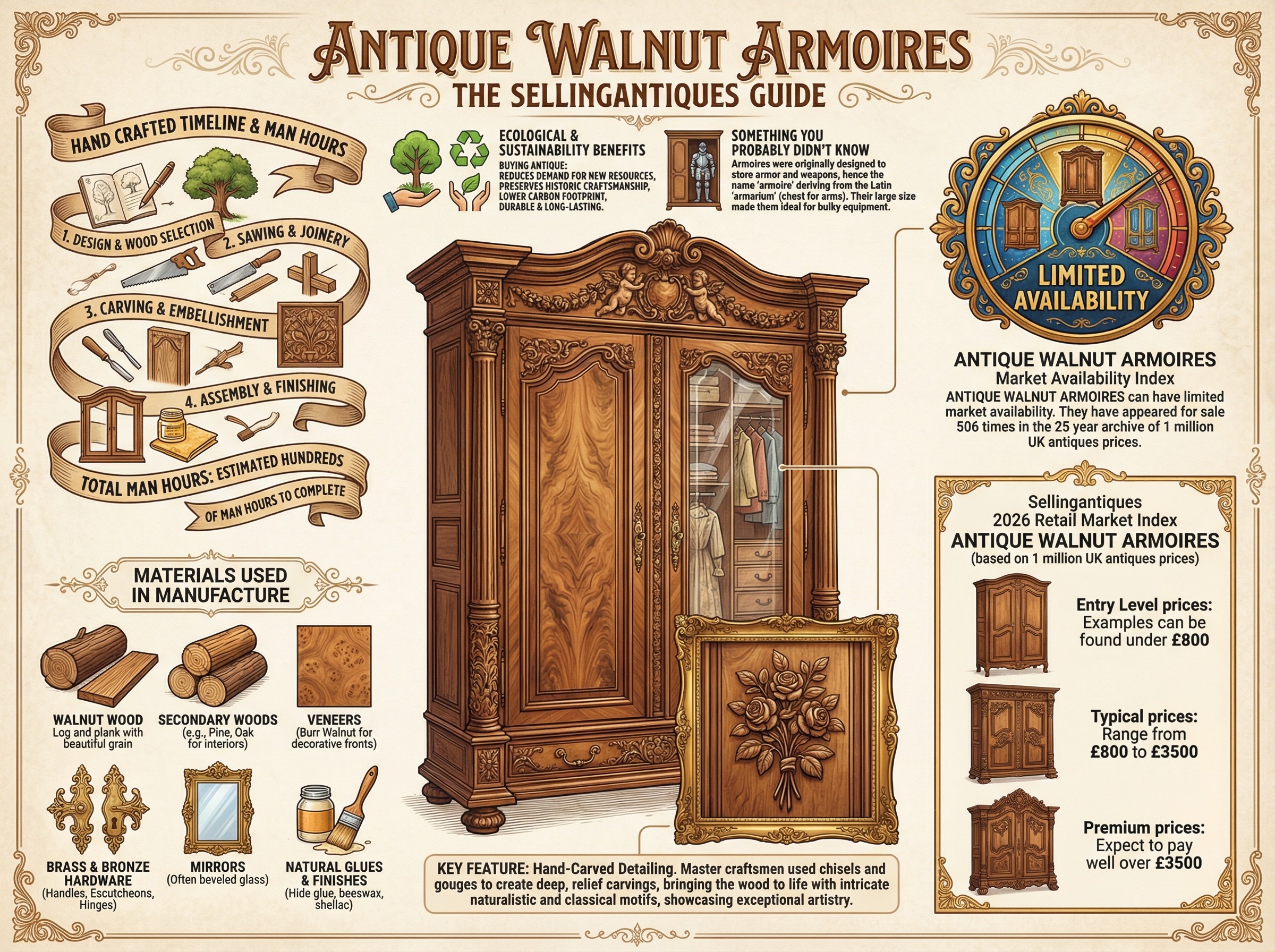Antique Walnut Armoires Guide Infographic