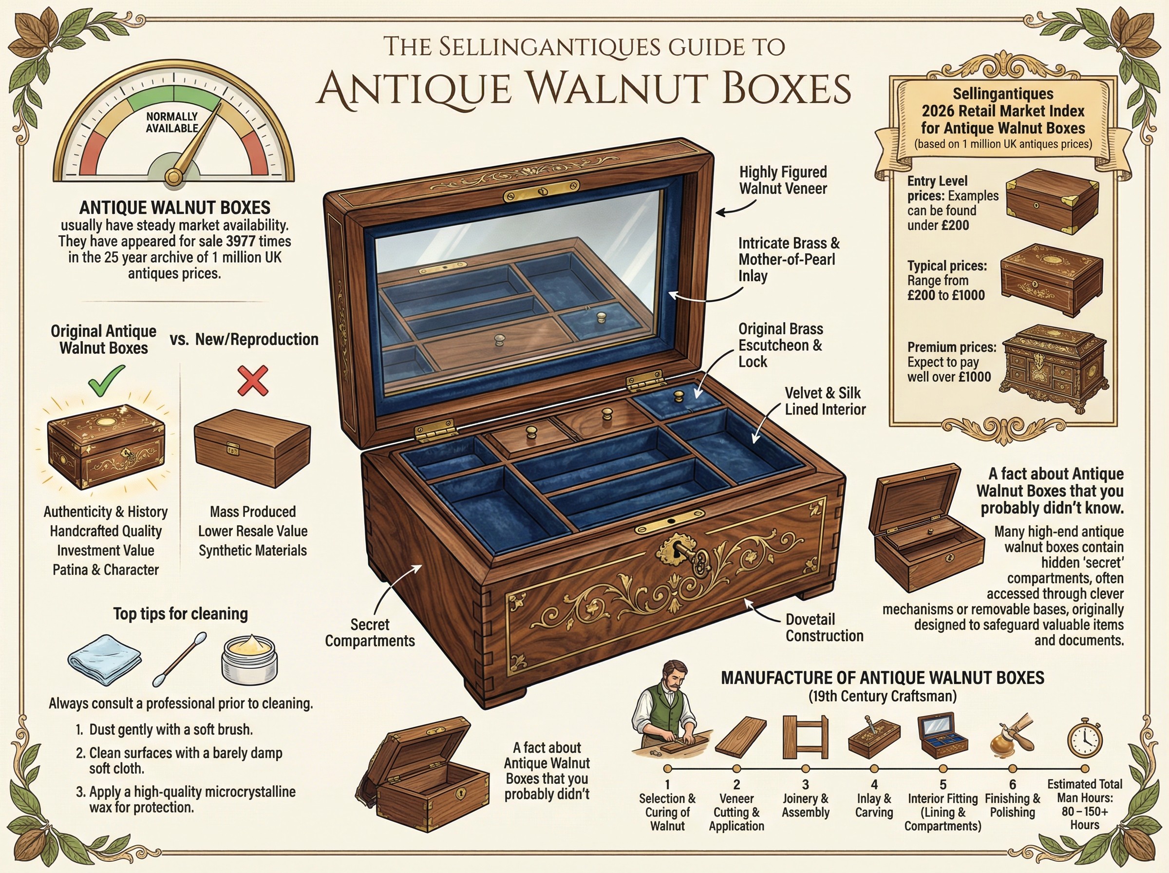 Old Box Colth The Sellingantiques Guide to Antique Walnut Boxes