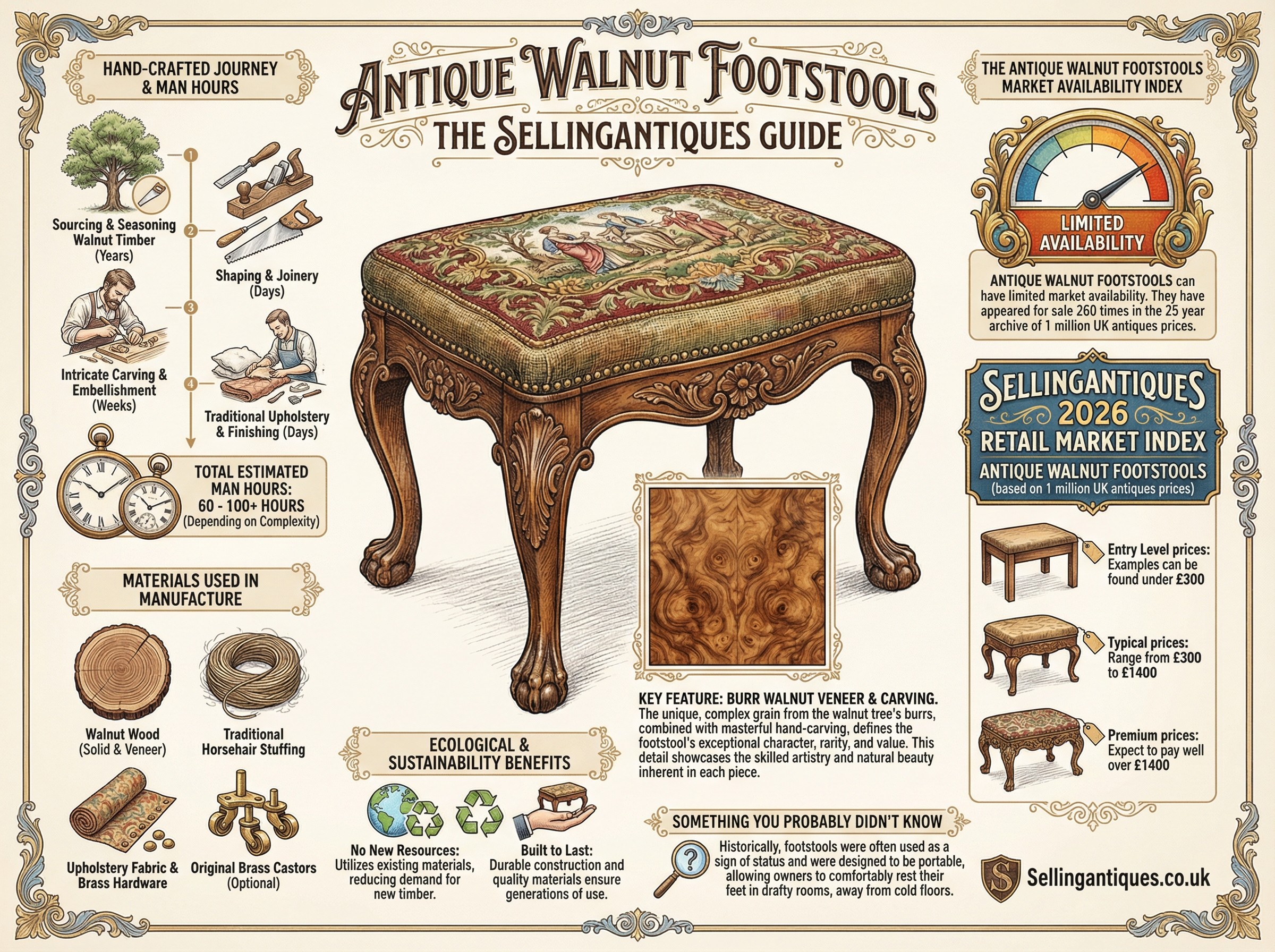 Antique Walnut Footstools Guide Infographic