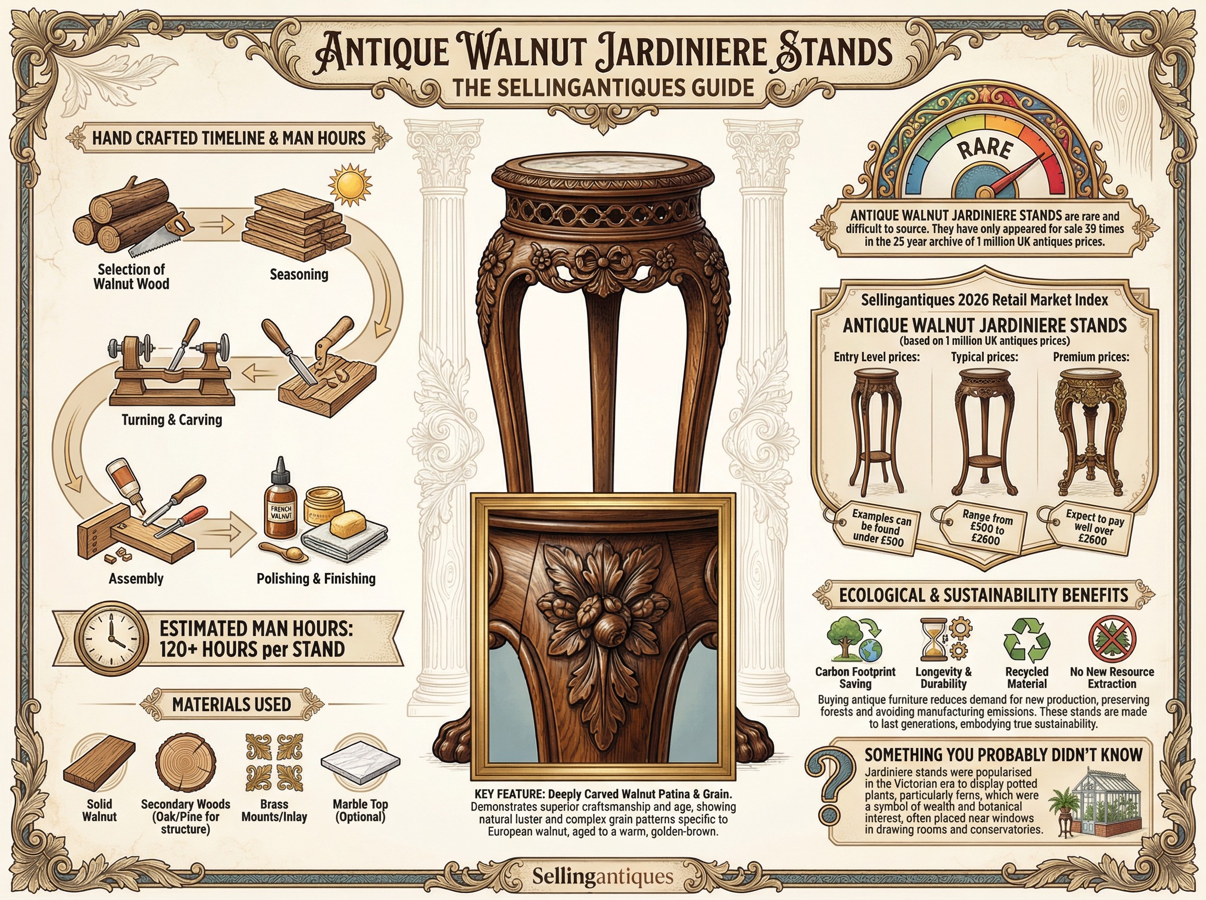 Antique Walnut Jardiniere Stands Guide Infographic