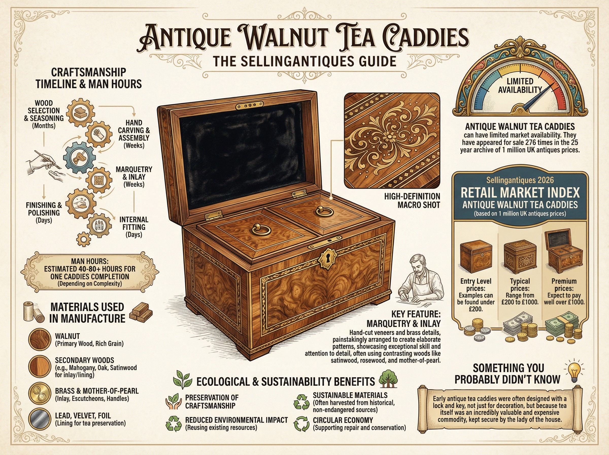 Script Tea Caddy The Sellingantiques Guide to Antique Walnut Tea Caddies