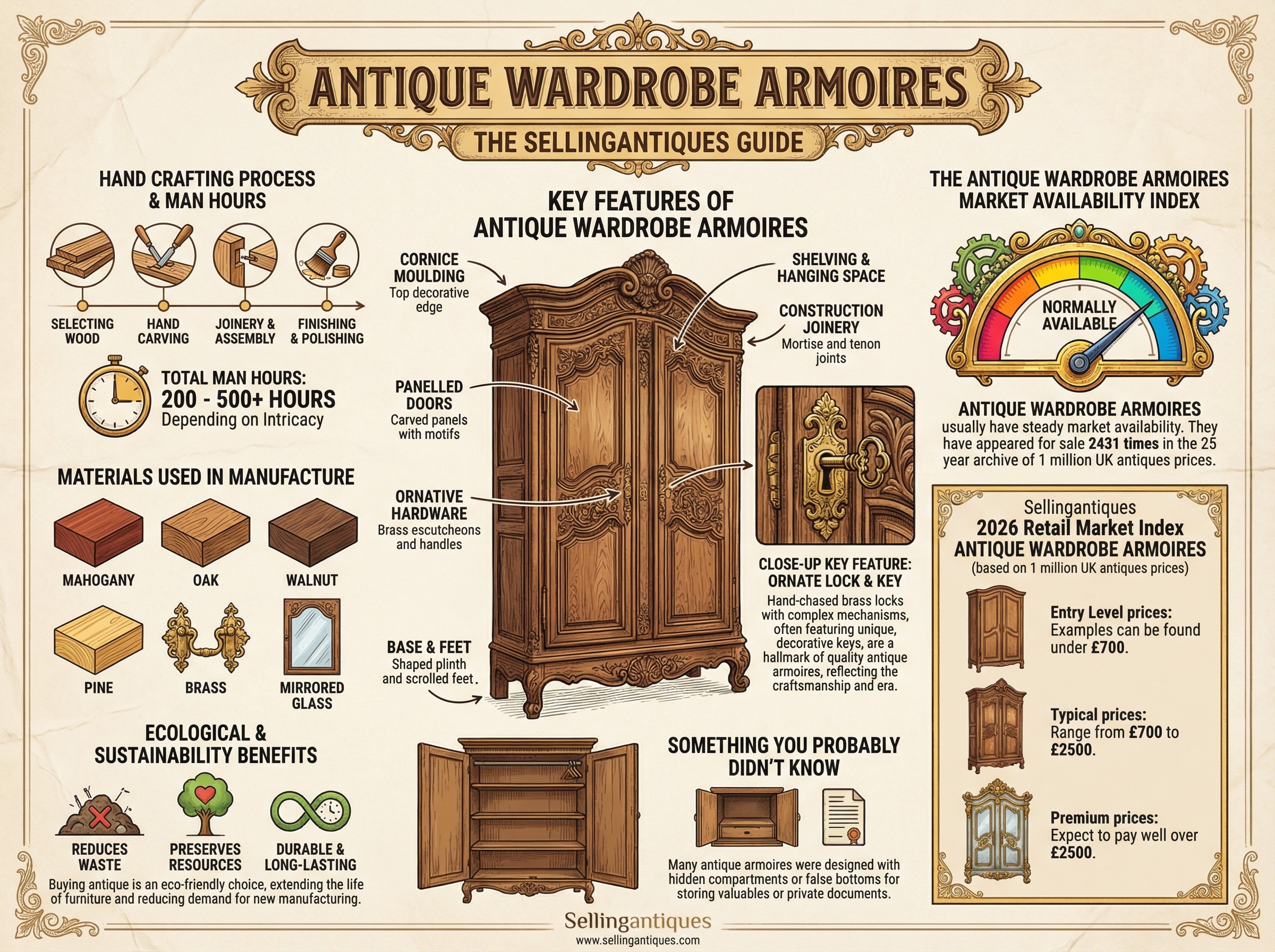 Antique Wardrobe Armoires Guide Infographic
