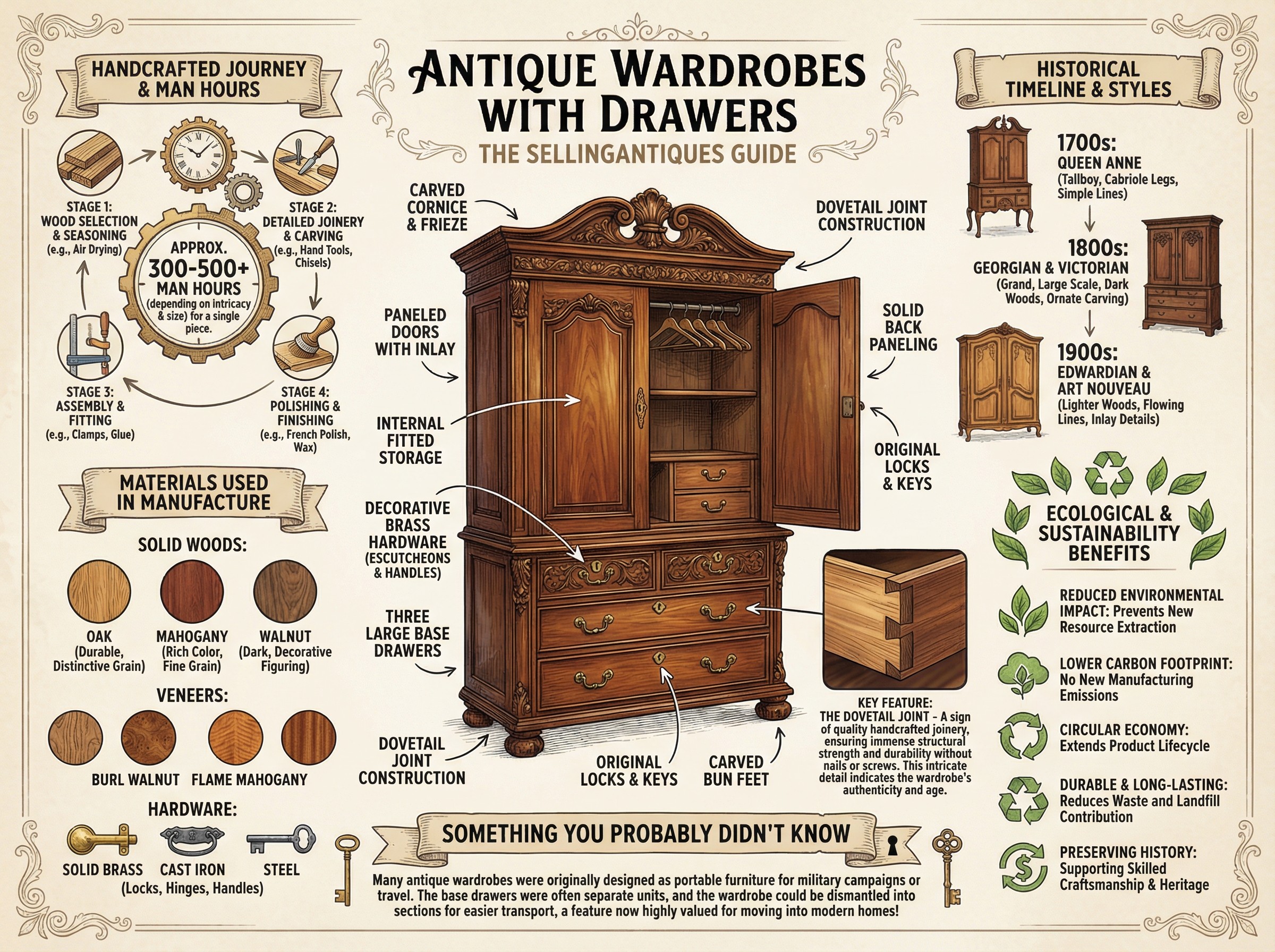 Antique Wardrobes With Drawers Guide Infographic