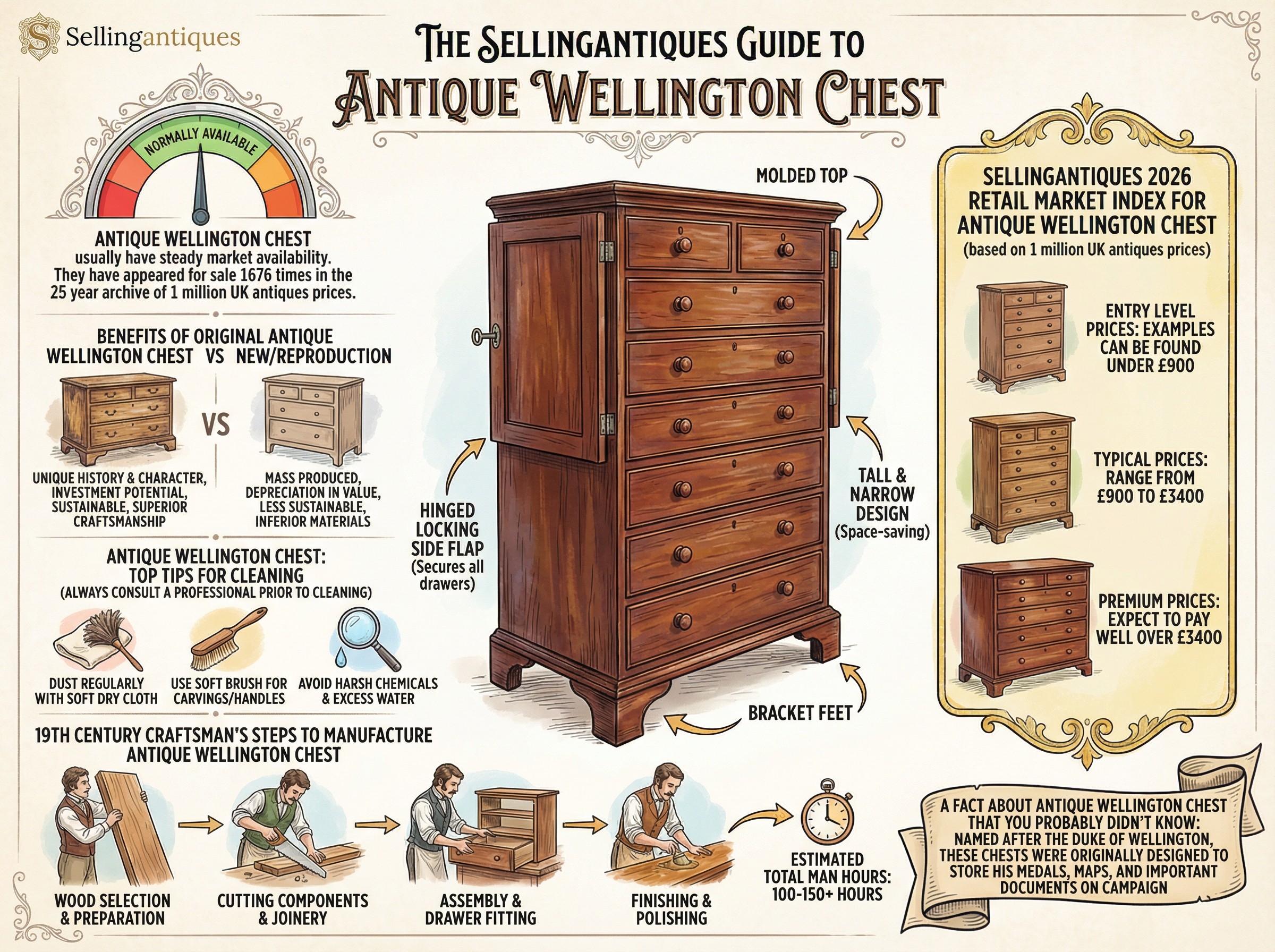 Antique Wellington Chest Guide Infographic