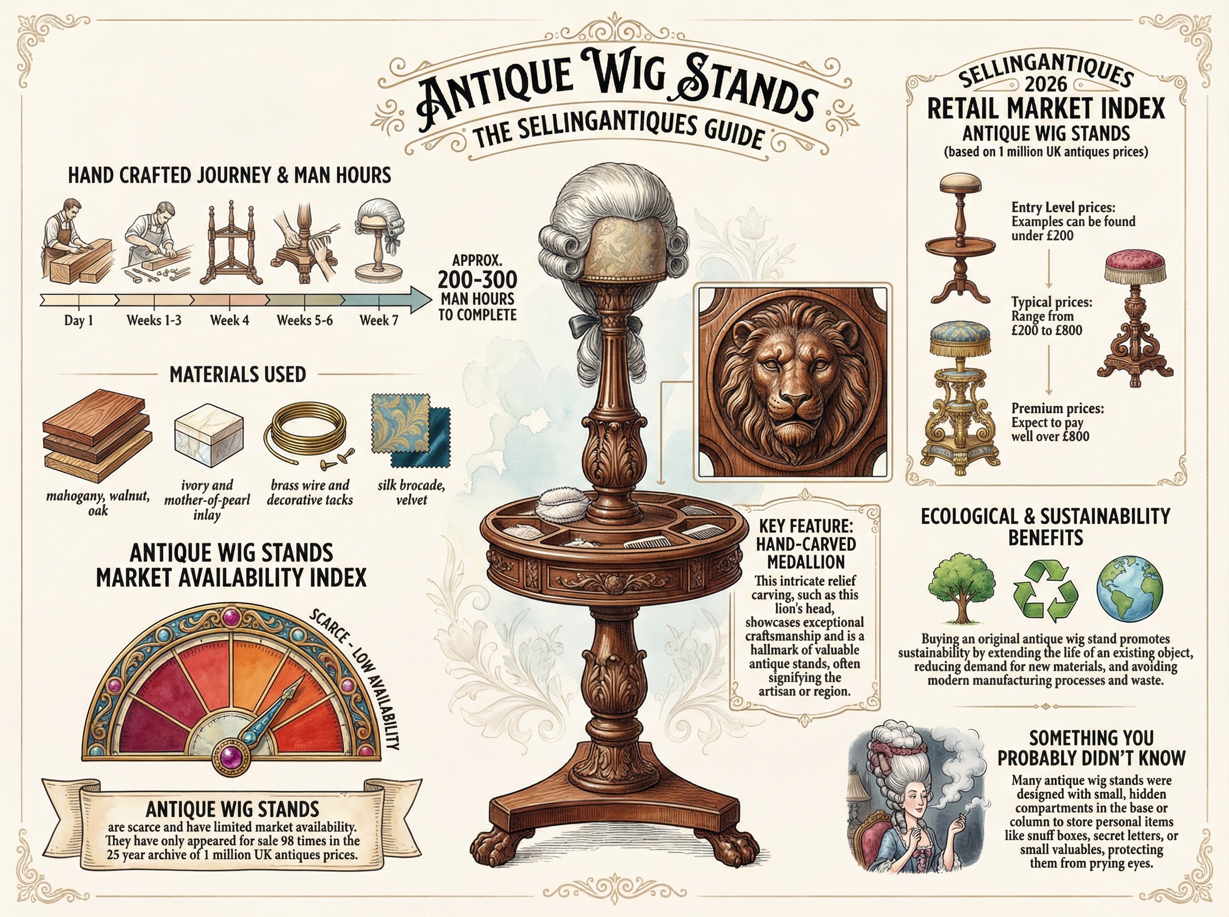 Antique Wig Stands Guide Infographic