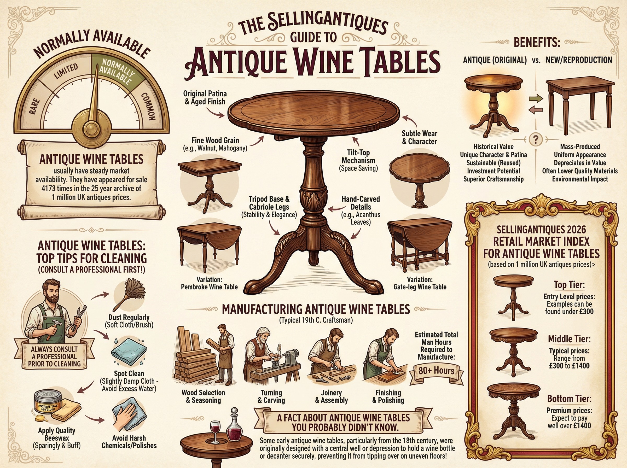Antique Wine Tables Guide Infographic